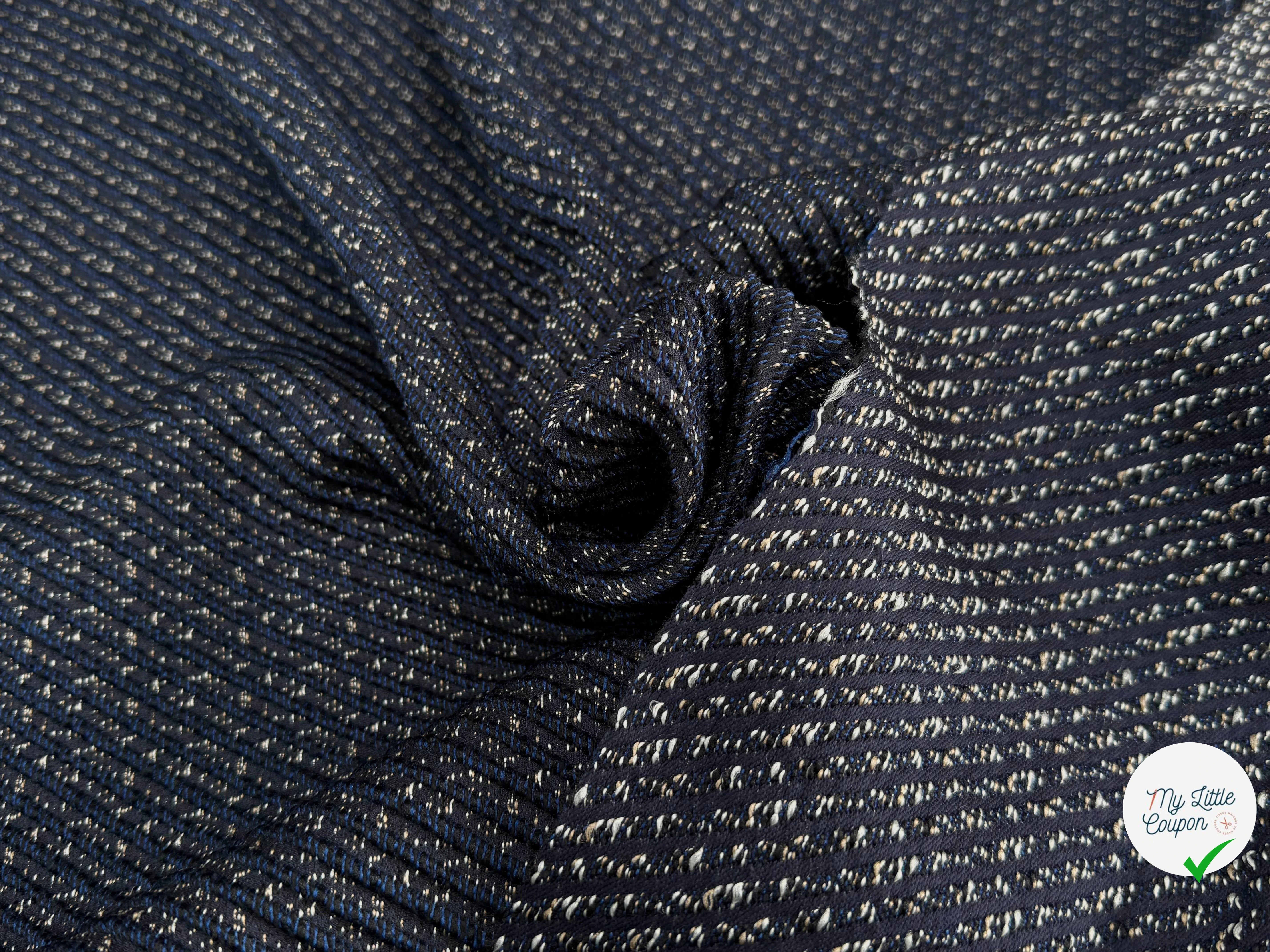 TWEED JACQUARD TISSÉ POLYCOTON ET POLYAMIDE BLEU GRIS - My Little Coupon