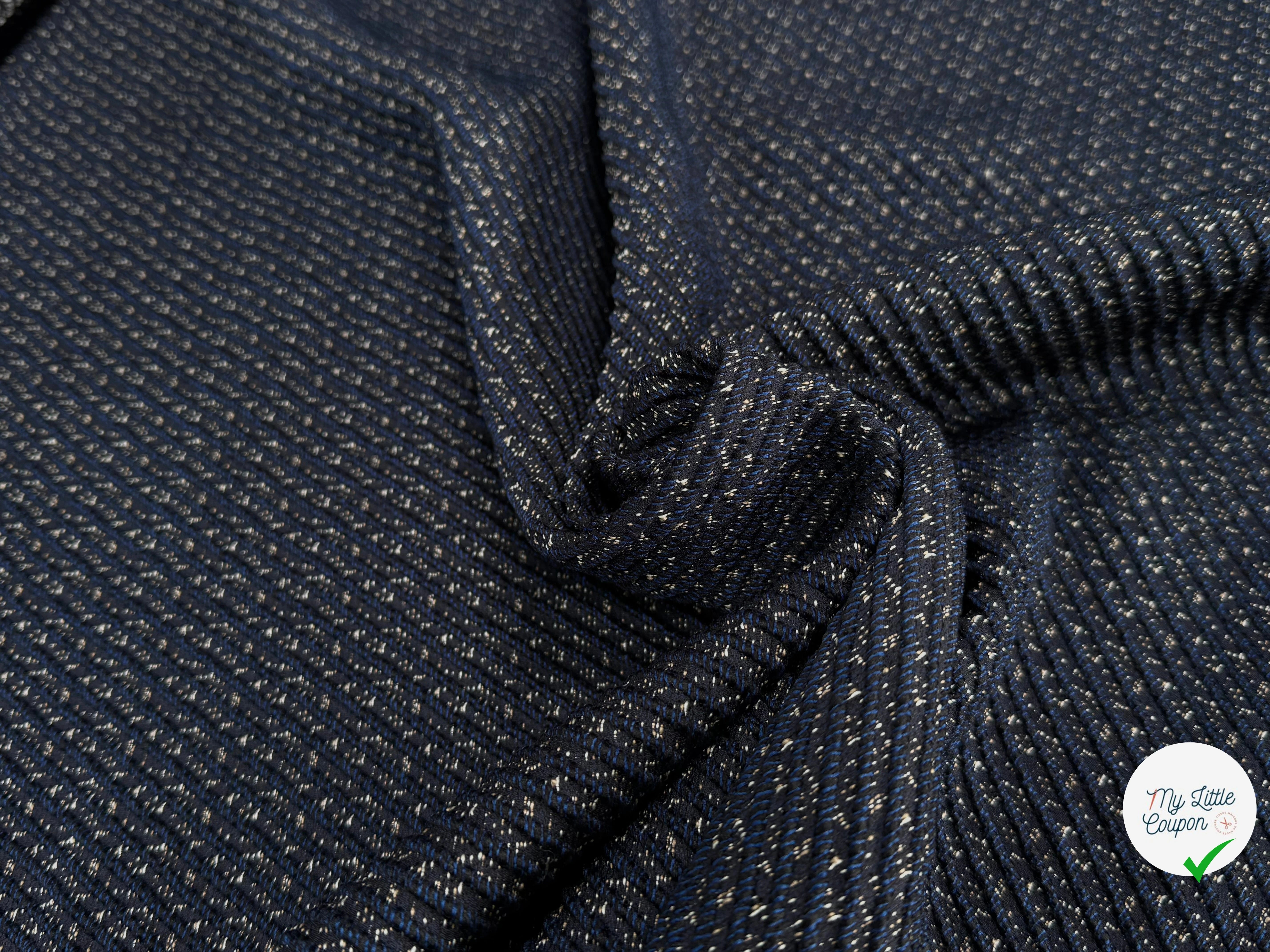 TWEED JACQUARD TISSÉ POLYCOTON ET POLYAMIDE BLEU GRIS - My Little Coupon