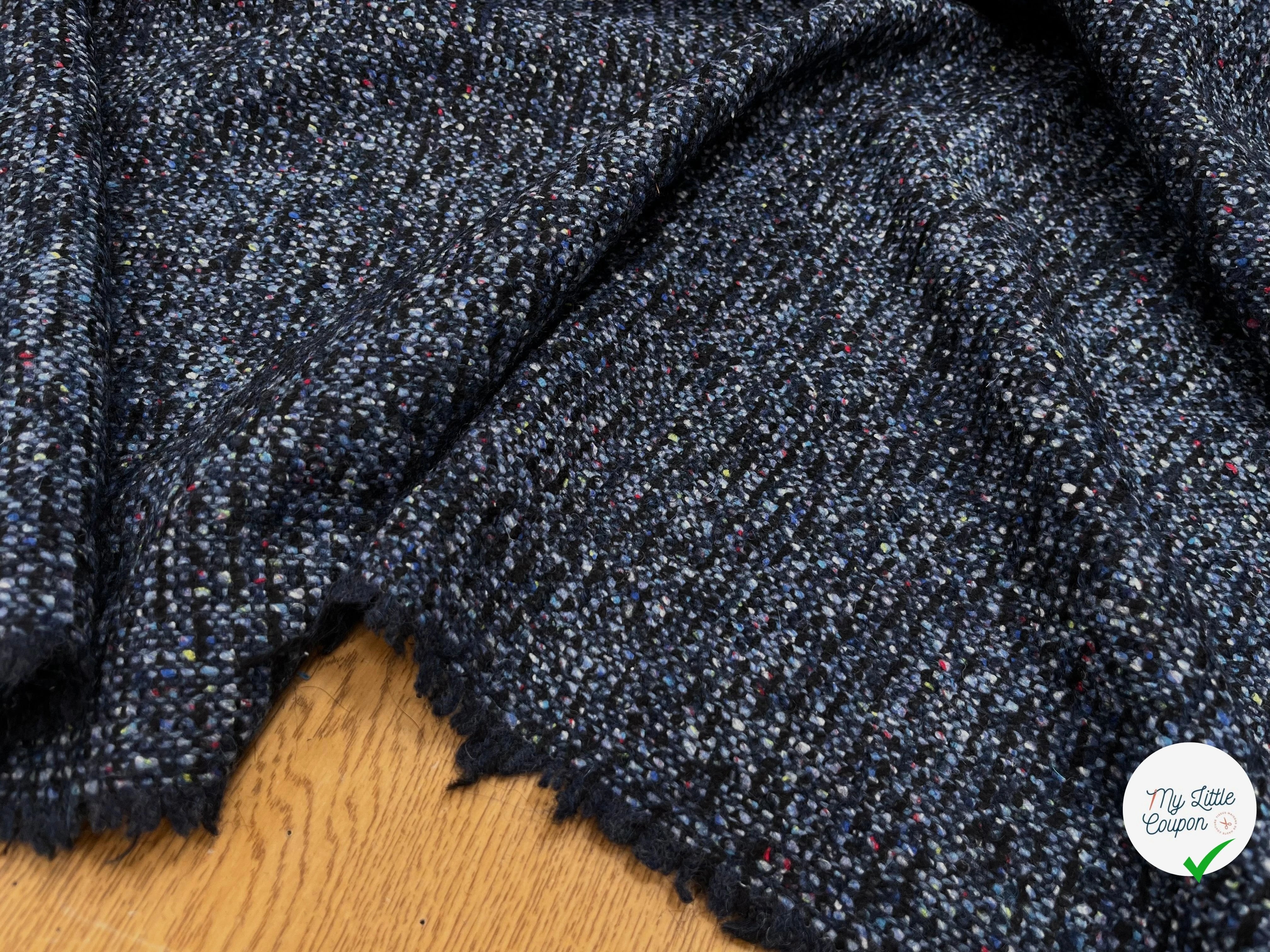 TWEED LAINE VIERGE SOIE BLEU CHINÉ - My Little Coupon
