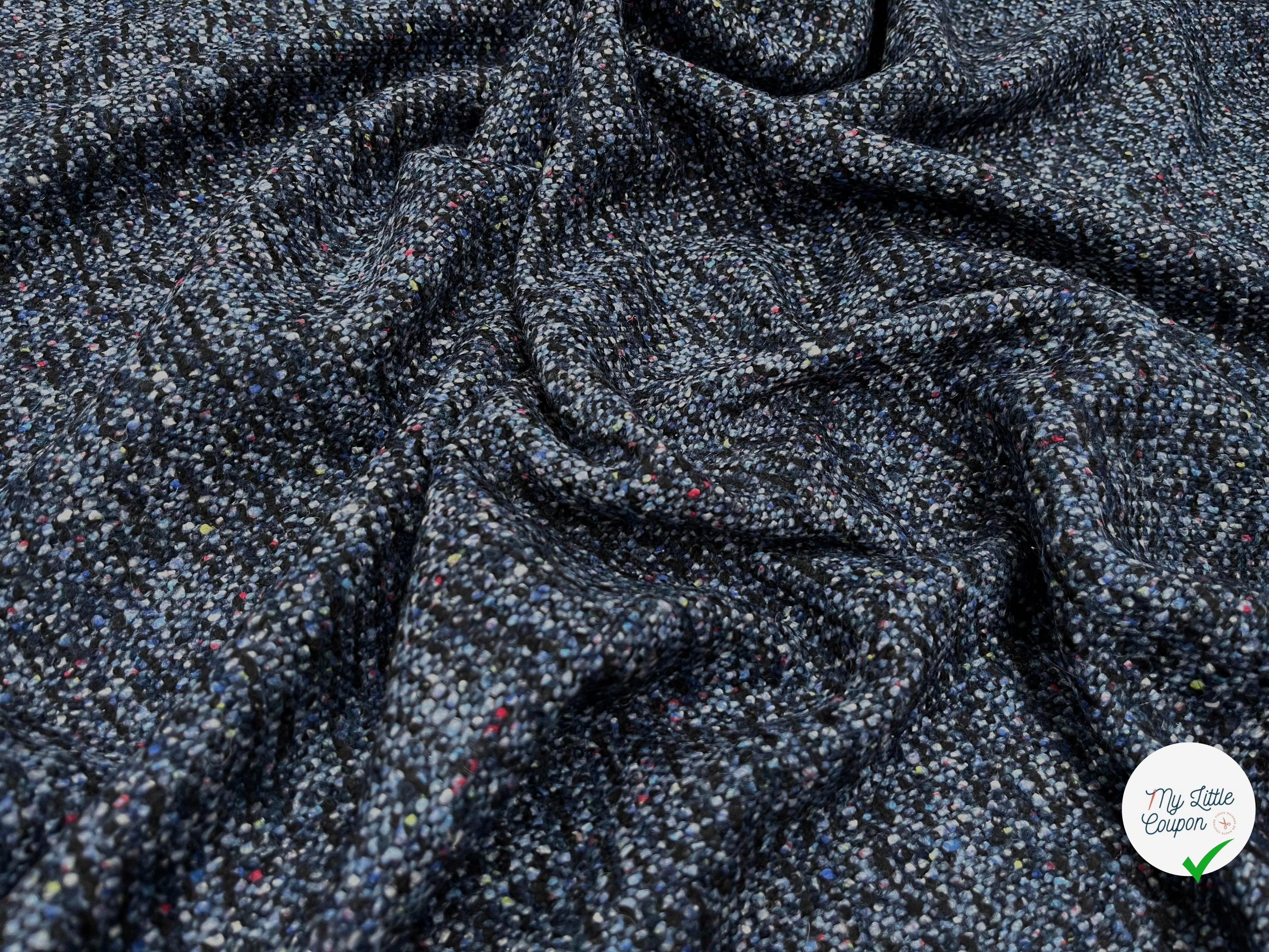 TWEED LAINE VIERGE SOIE BLEU CHINÉ - My Little Coupon