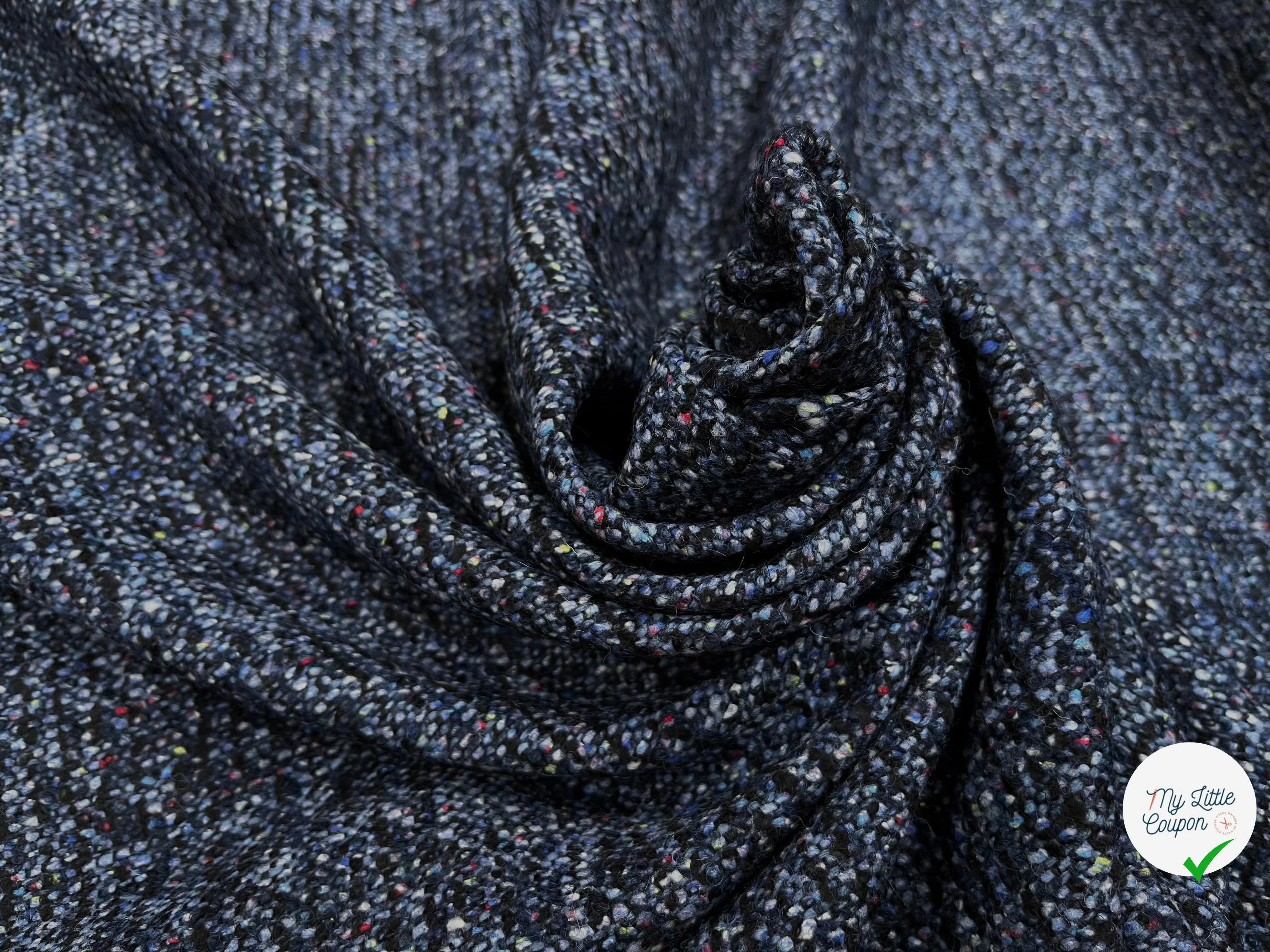 TWEED LAINE VIERGE SOIE BLEU CHINÉ - My Little Coupon