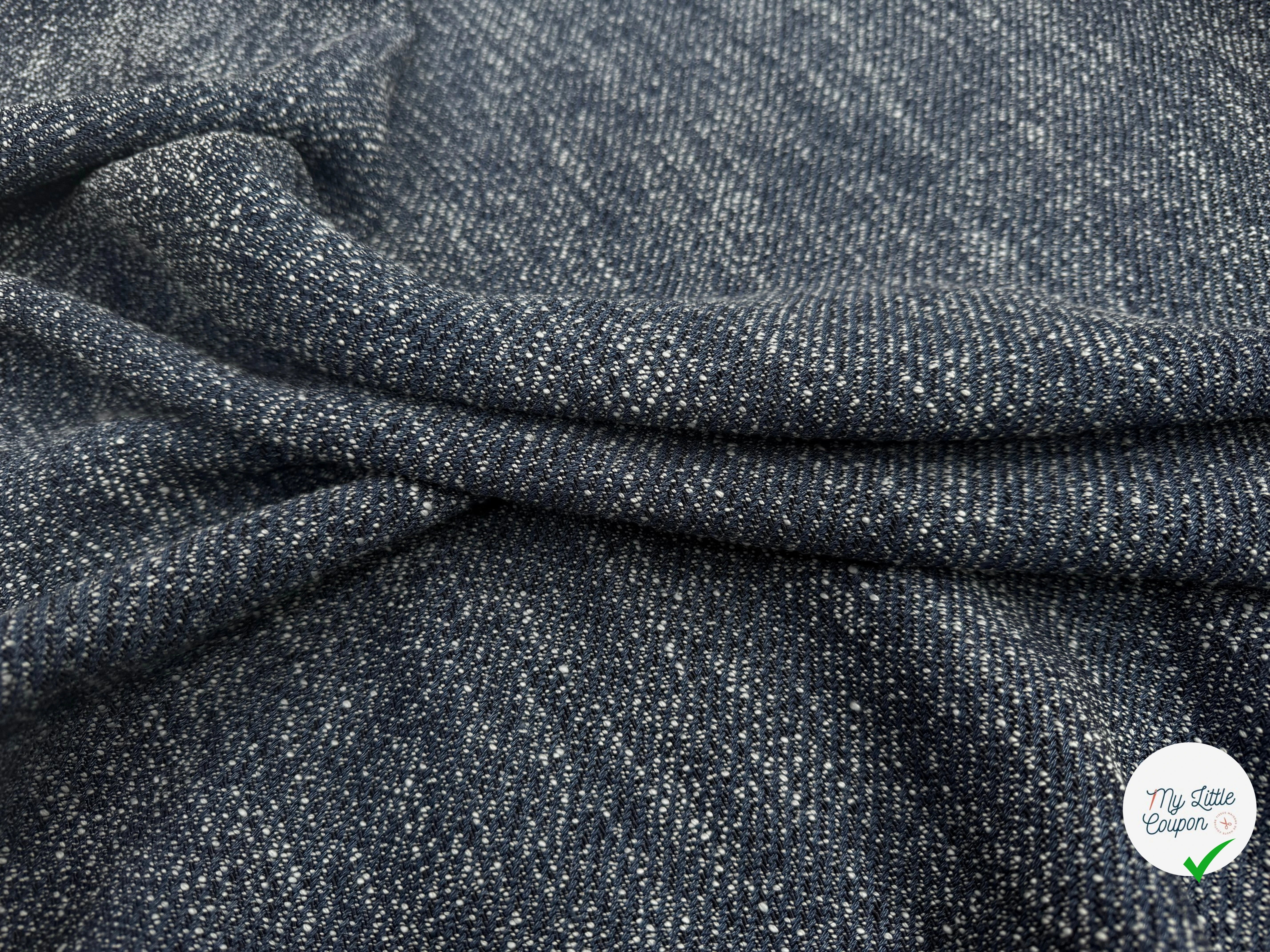 TWEED LOURD BLEU COTON RAYURES SERGÉES - My Little Coupon