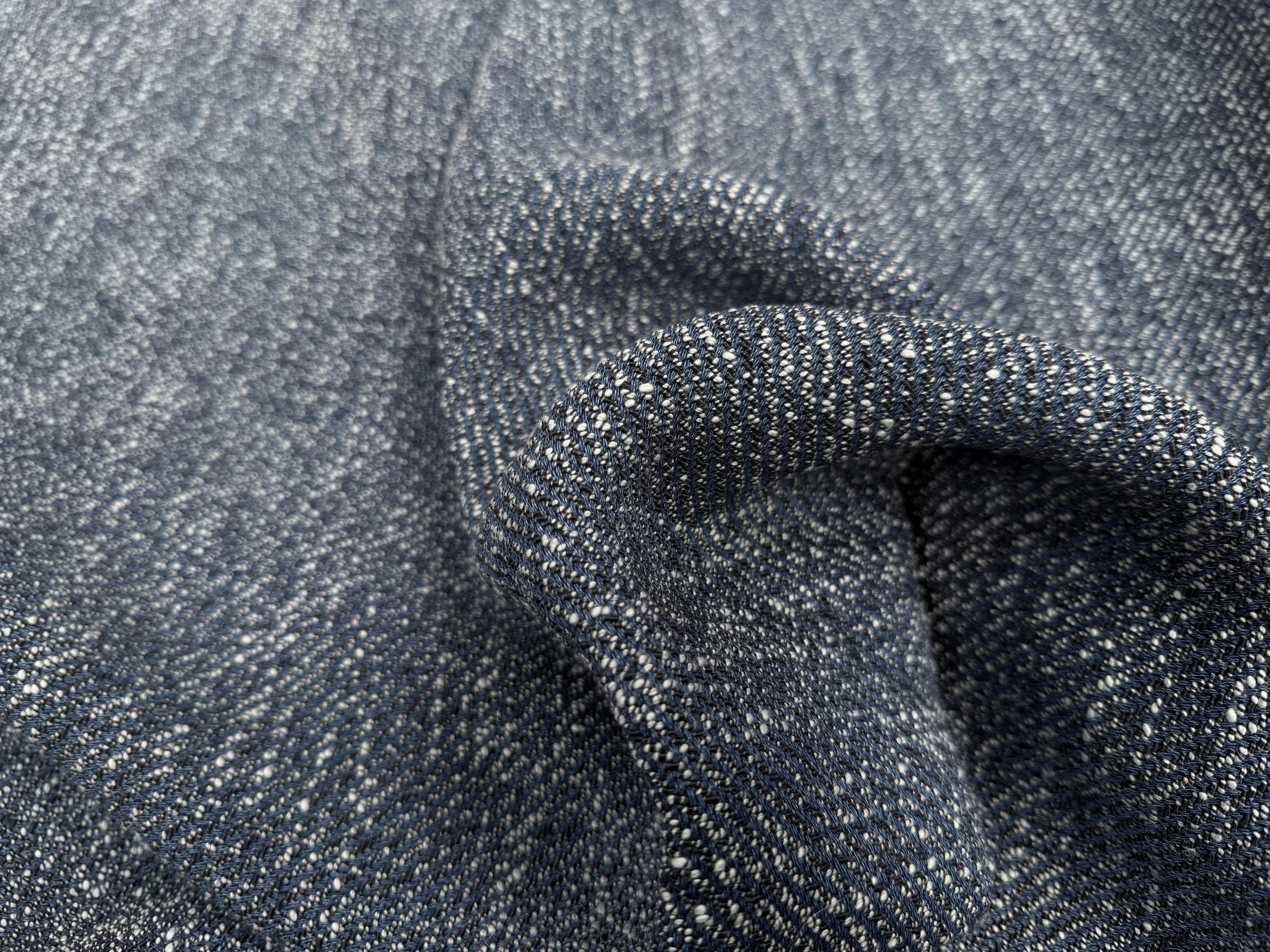 TWEED LOURD BLEU COTON RAYURES SERGÉES - My Little Coupon