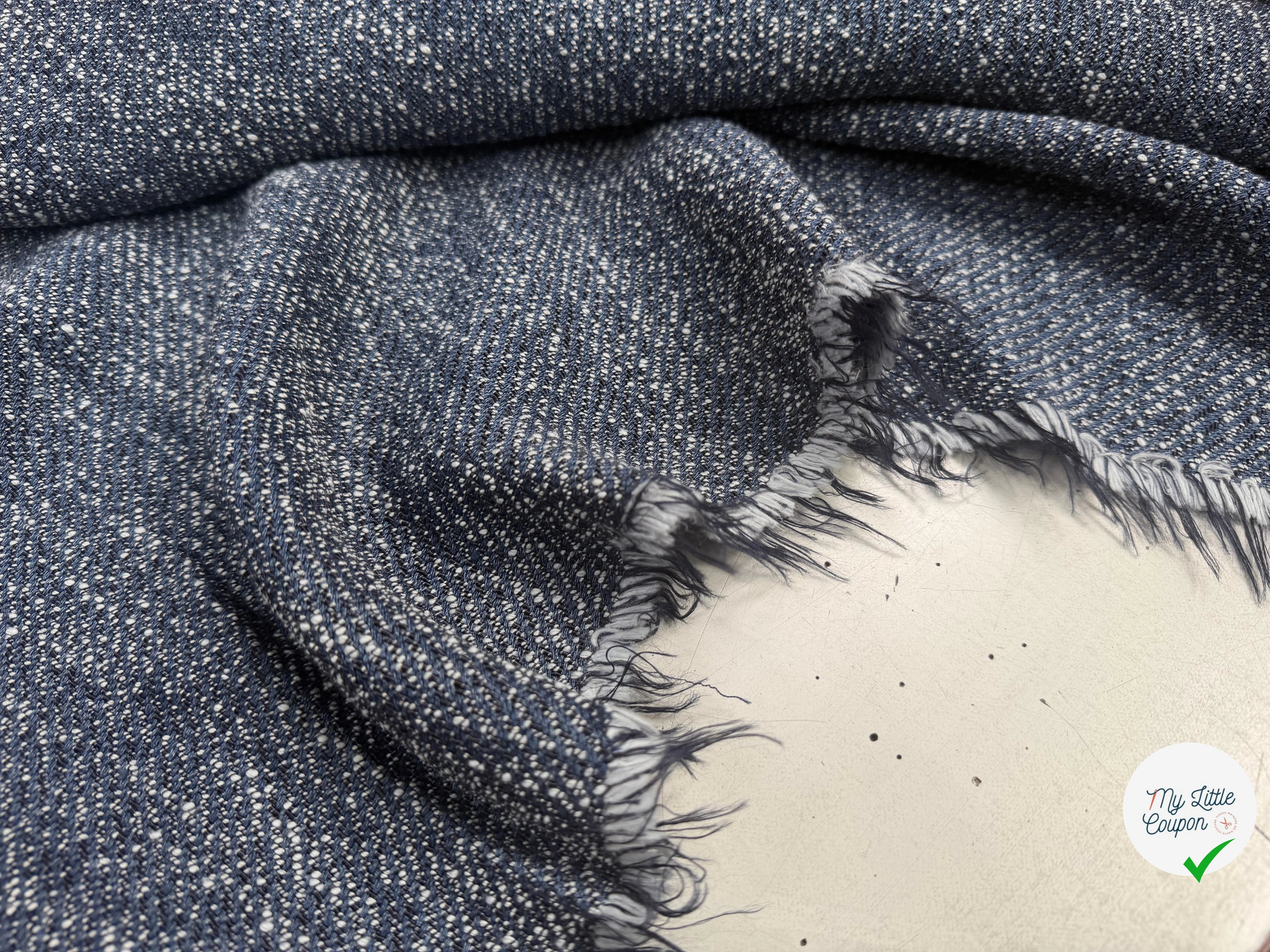 TWEED LOURD BLEU COTON RAYURES SERGÉES - My Little Coupon