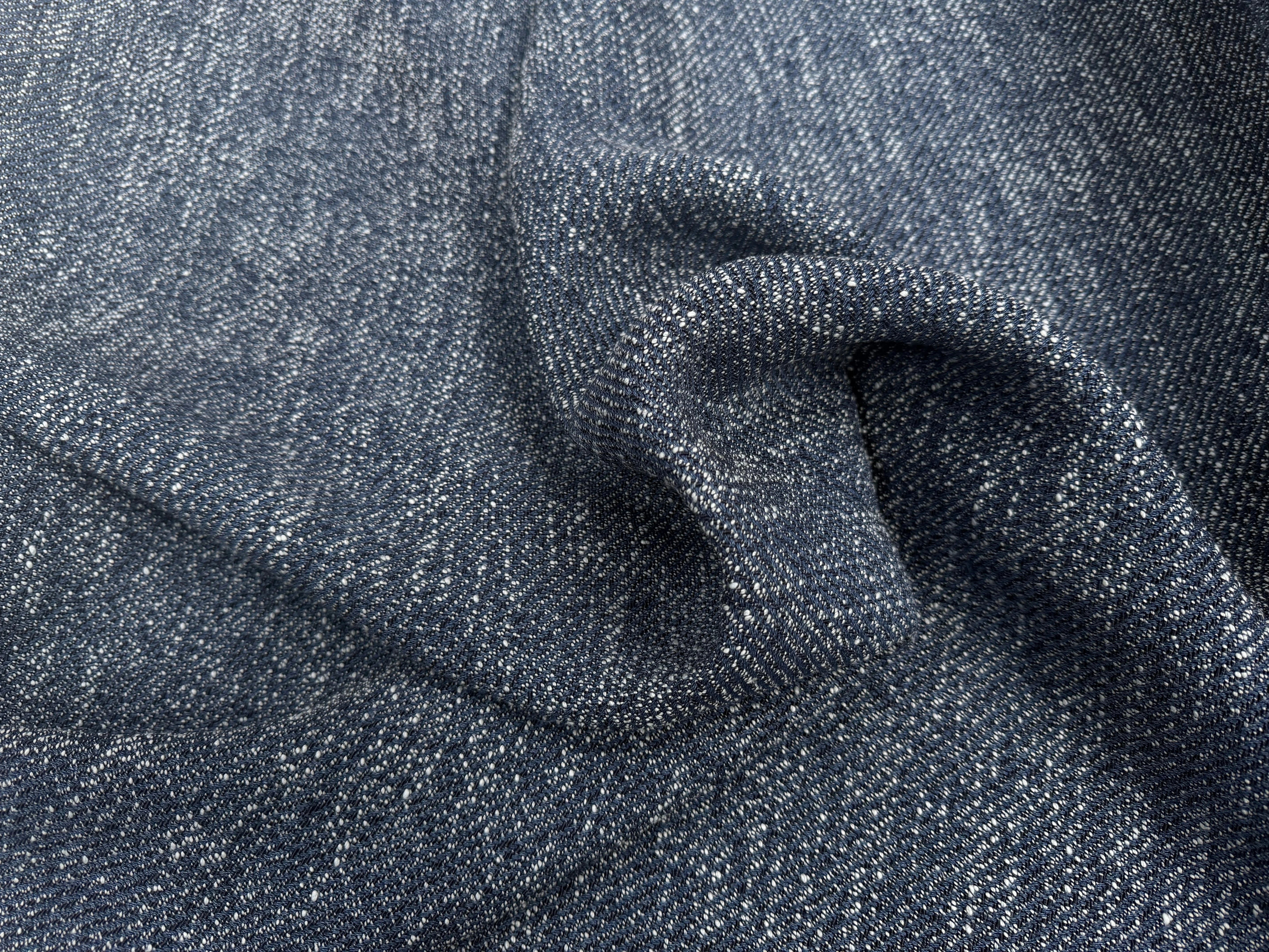 TWEED LOURD BLEU COTON RAYURES SERGÉES - My Little Coupon