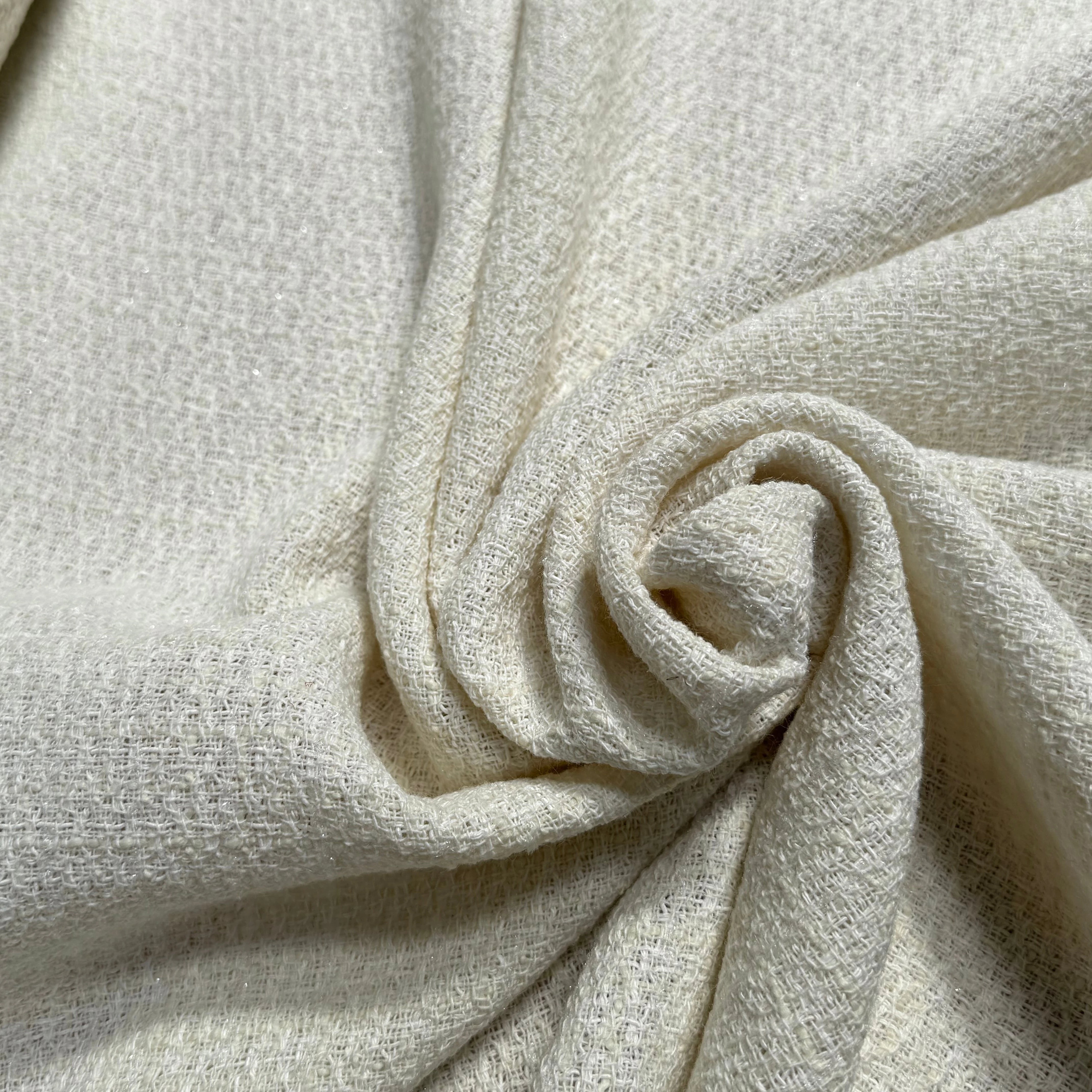 TWEED POLYLAINE BEAU TISSAGE ÉCRU 20% COTON - My Little Coupon