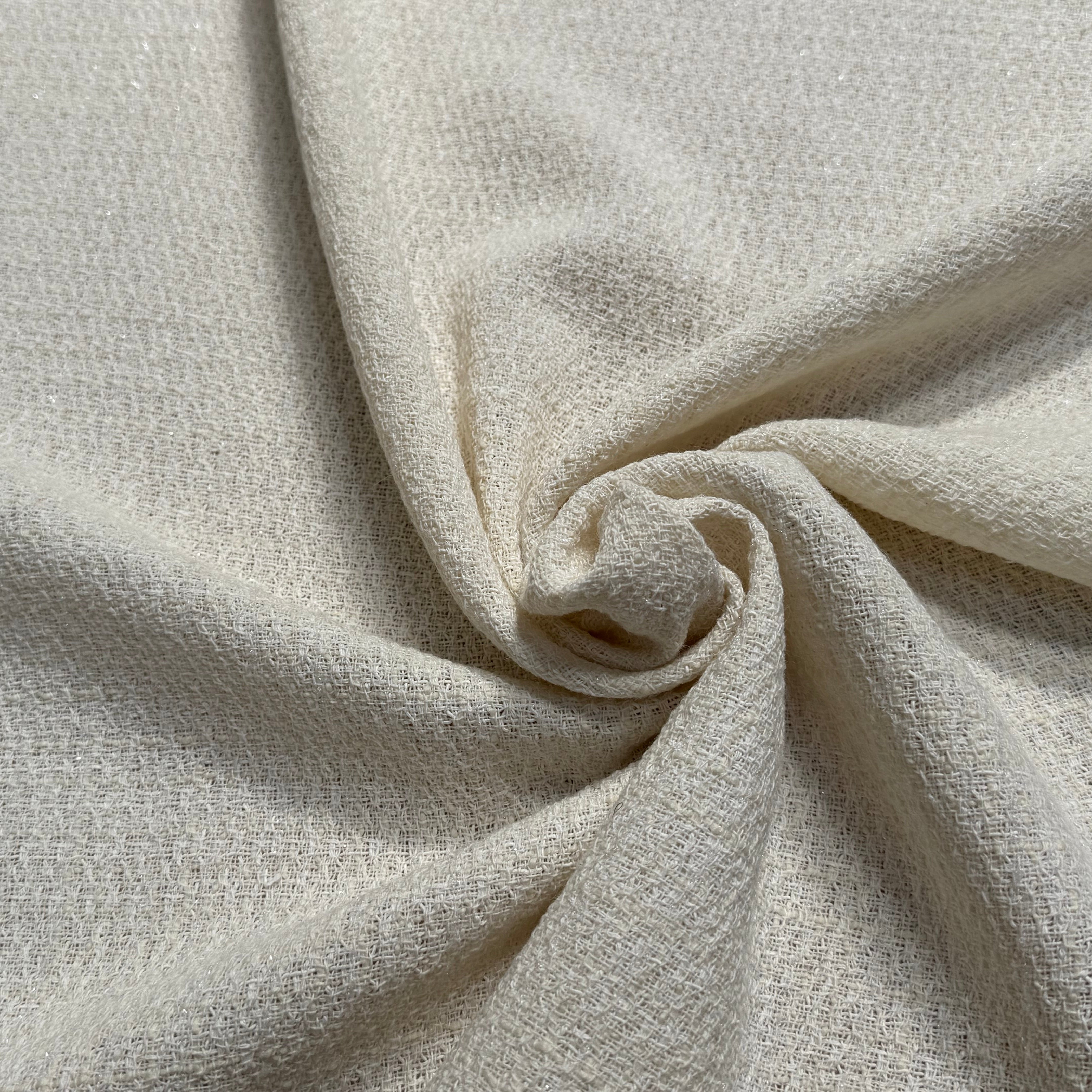 TWEED POLYLAINE BEAU TISSAGE ÉCRU 20% COTON - My Little Coupon
