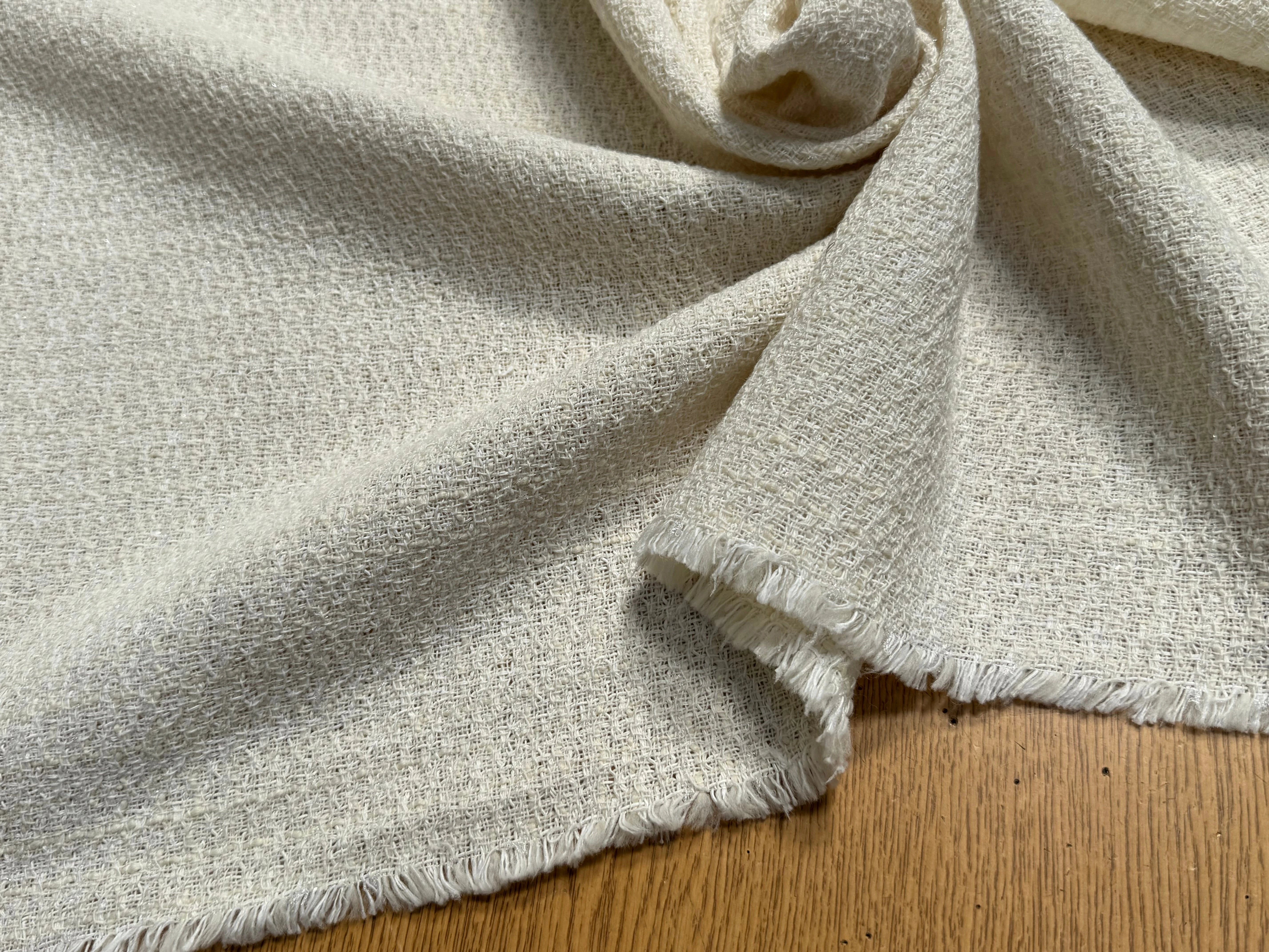 TWEED POLYLAINE BEAU TISSAGE ÉCRU 20% COTON - My Little Coupon