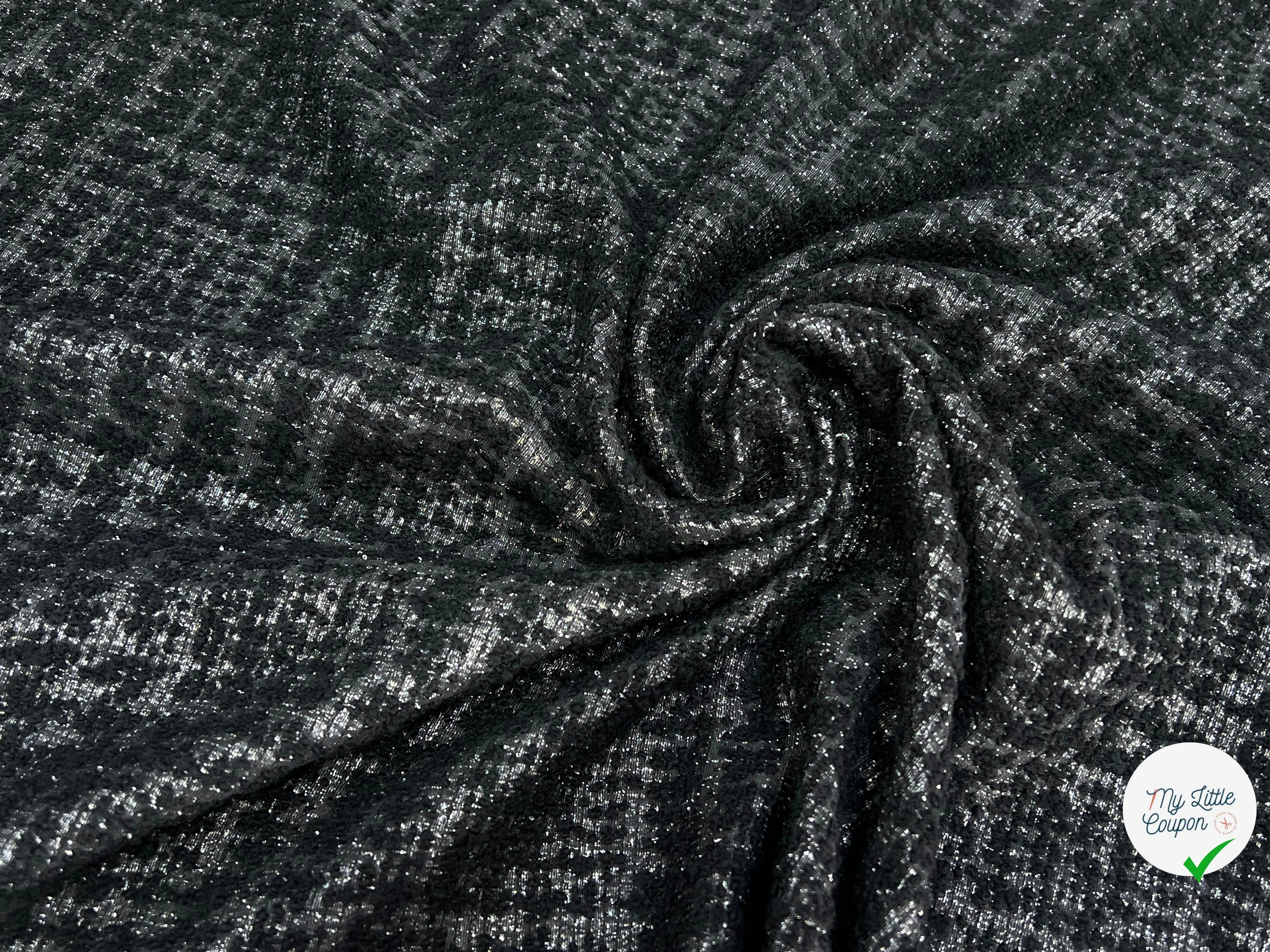 TWEED POLYLAINE ET LUREX NOIR ARGENTÉ - My Little Coupon