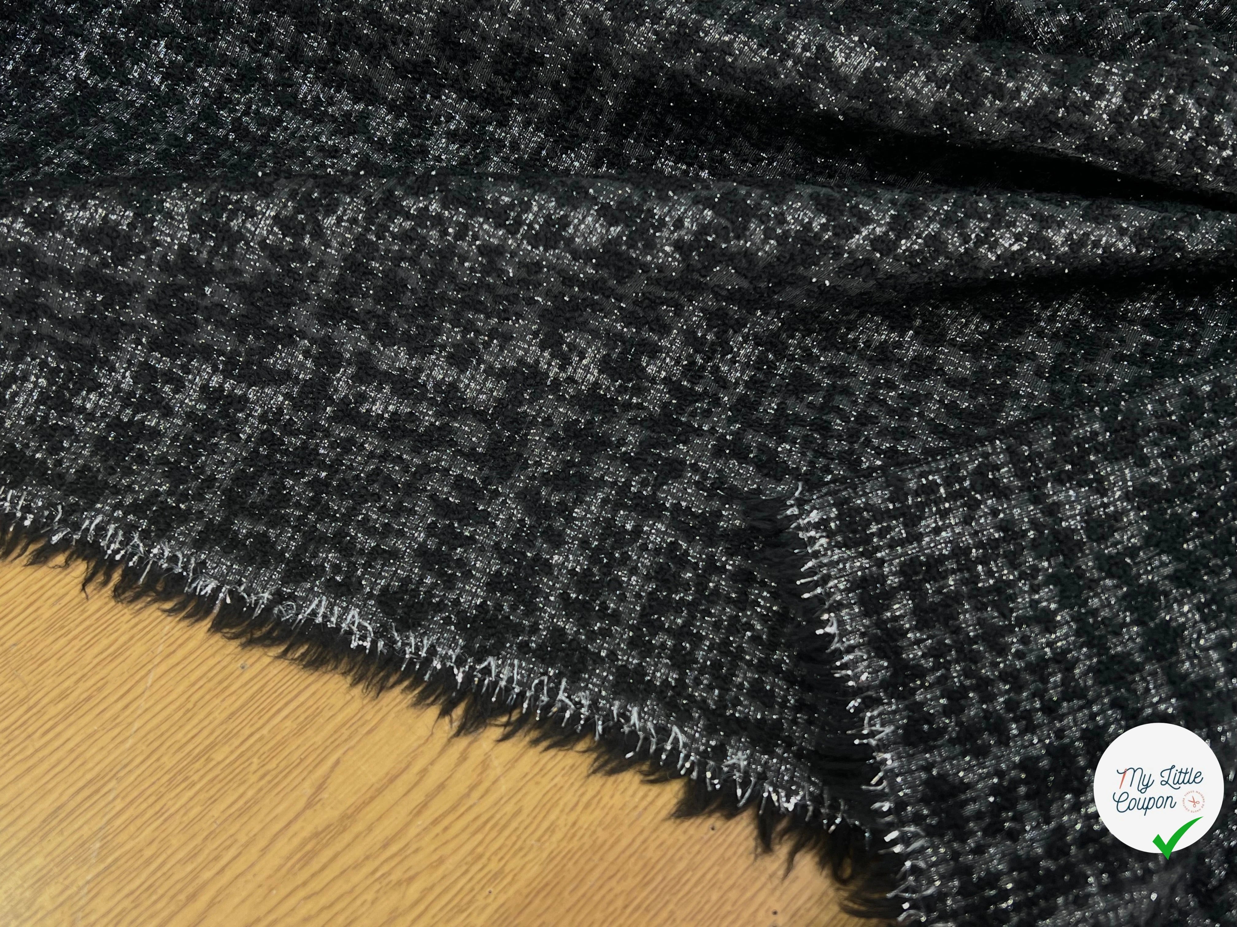 TWEED POLYLAINE ET LUREX NOIR ARGENTÉ - My Little Coupon