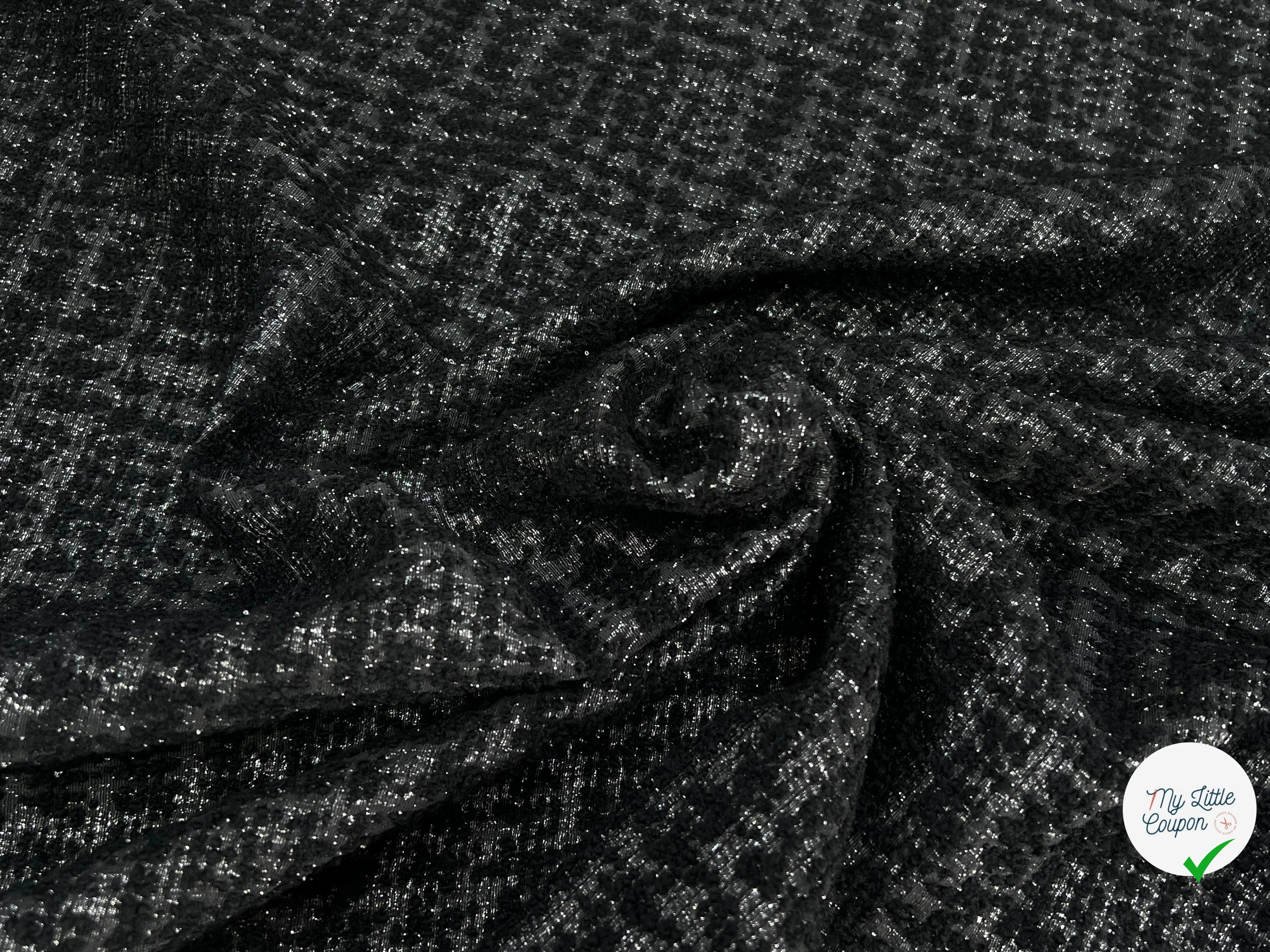 TWEED POLYLAINE ET LUREX NOIR ARGENTÉ - My Little Coupon