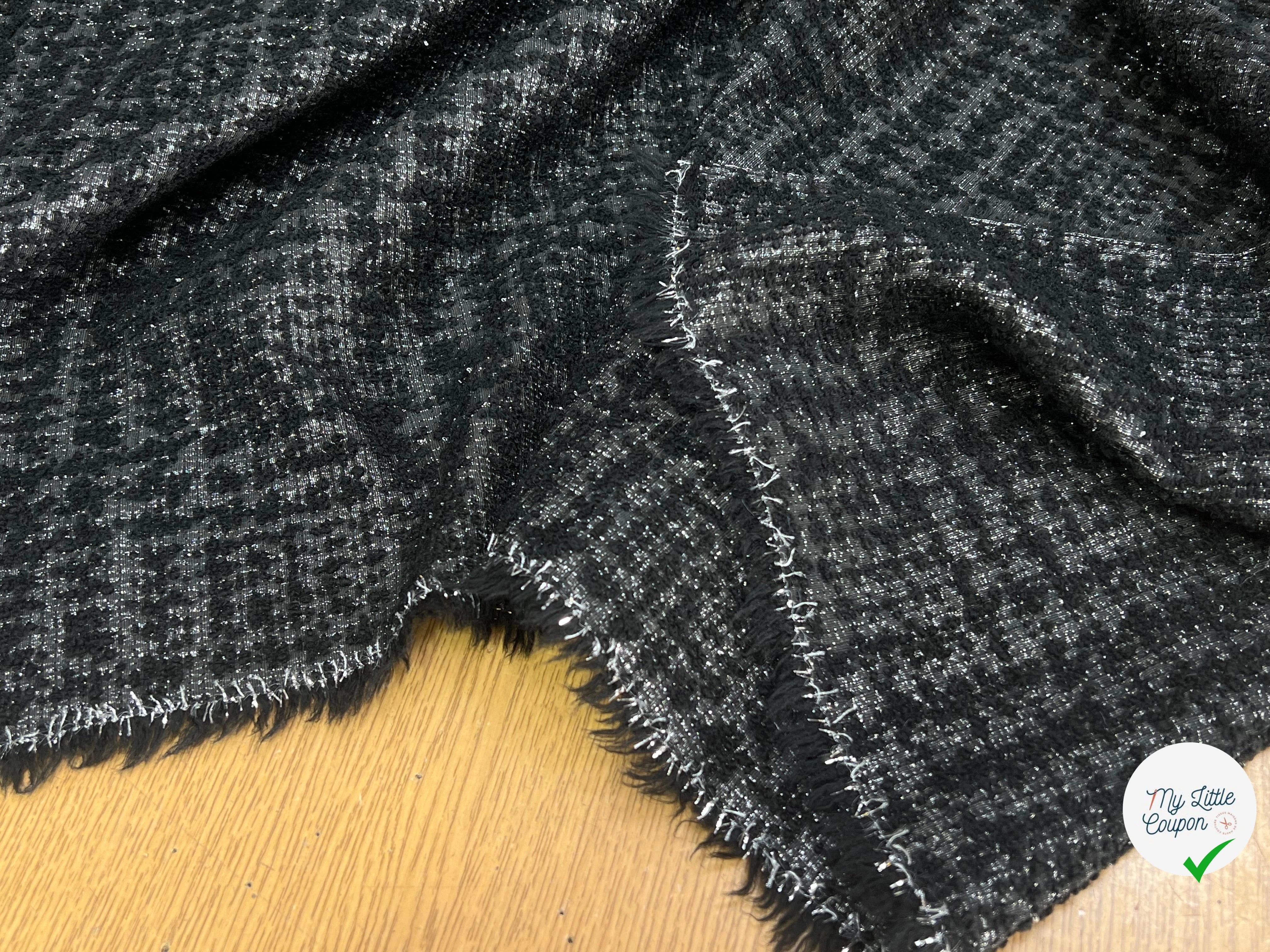 TWEED POLYLAINE ET LUREX NOIR ARGENTÉ - My Little Coupon