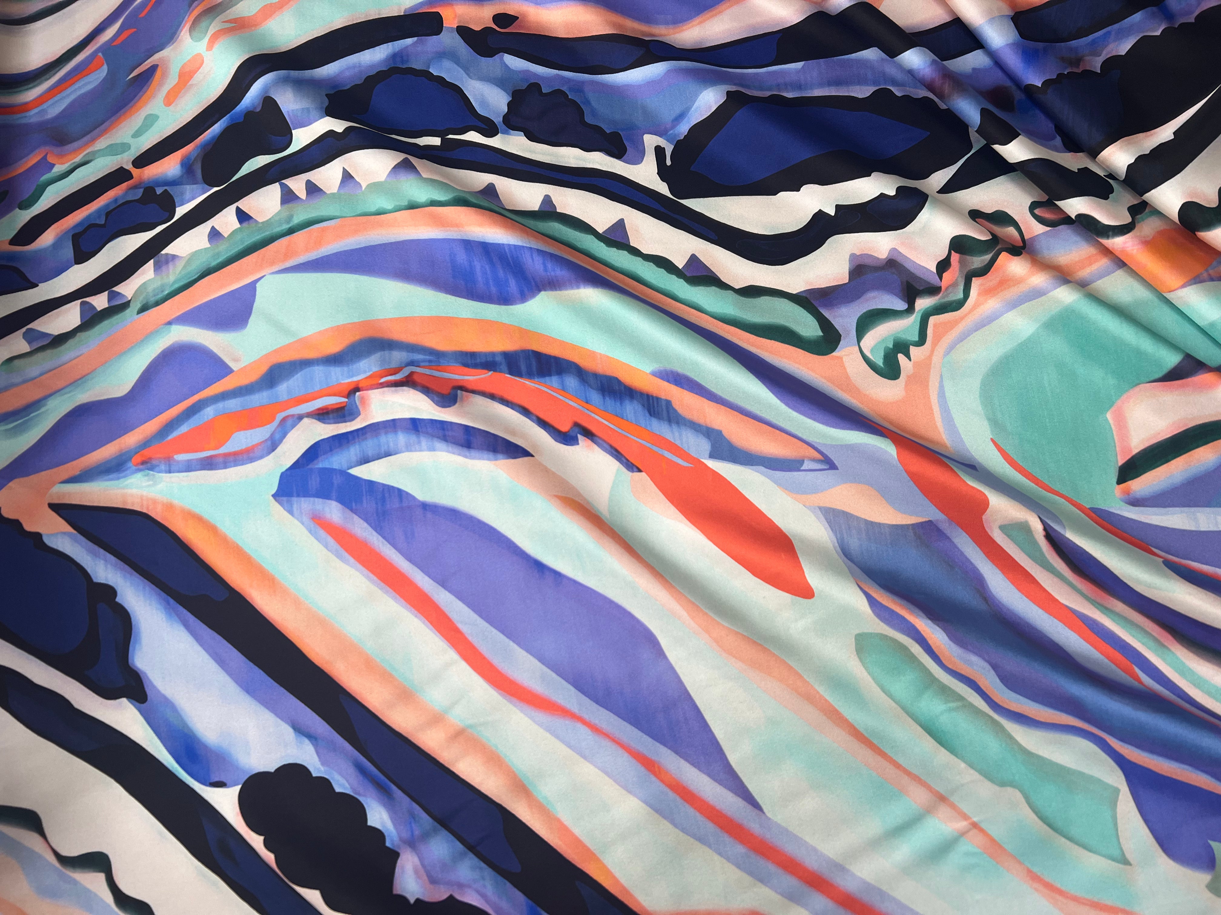 TWILL DE SOIE IMPRIMÉ AQUA WAVE - My Little Coupon