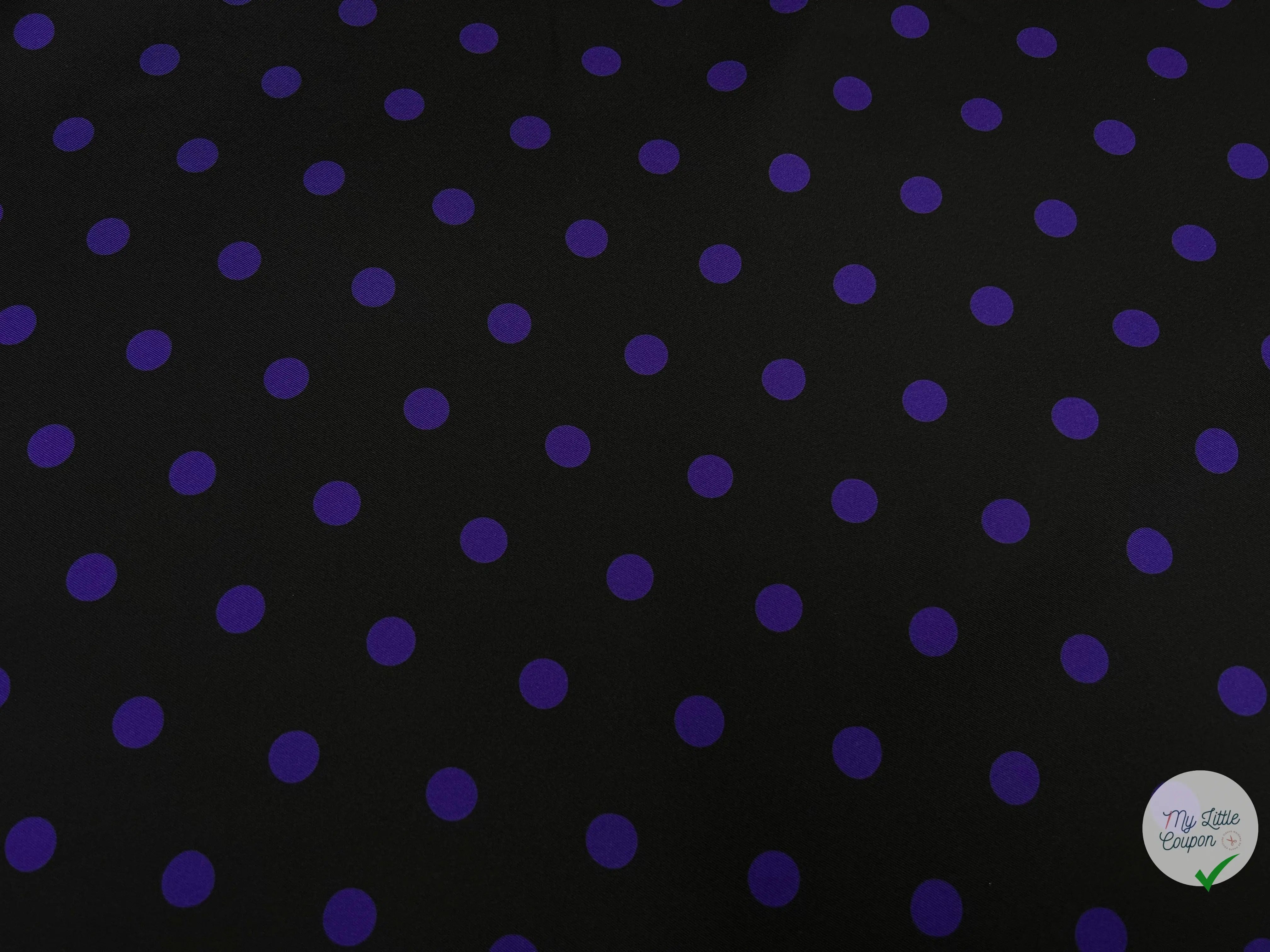 TWILL DE SOIE NOIR POIS PURPLE - coupon de tissu de 3 mĂštres - My Little Coupon - tissu - coudre