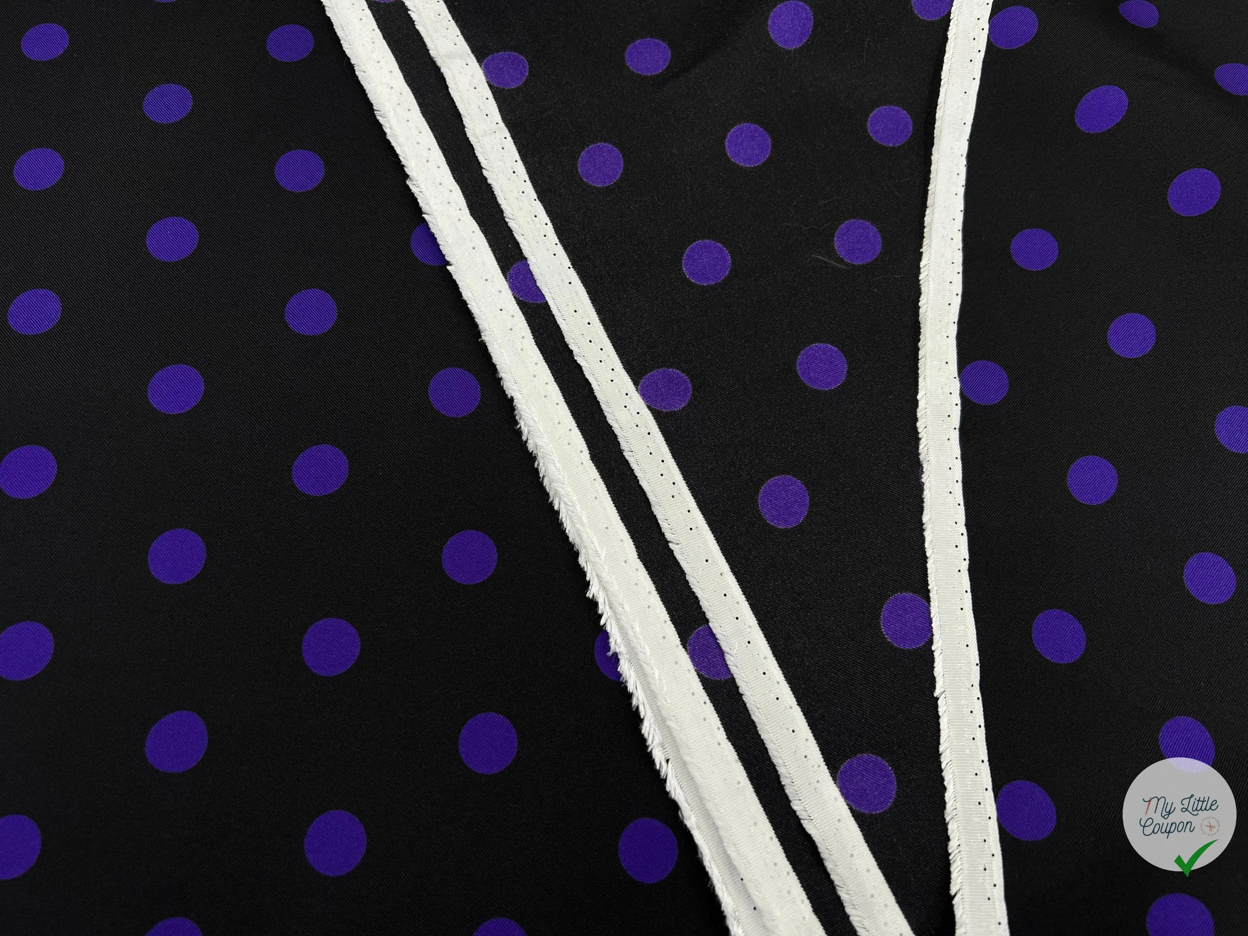 TWILL DE SOIE NOIR POIS PURPLE - coupon de tissu de 3 mĂštres - My Little Coupon - tissu - coudre