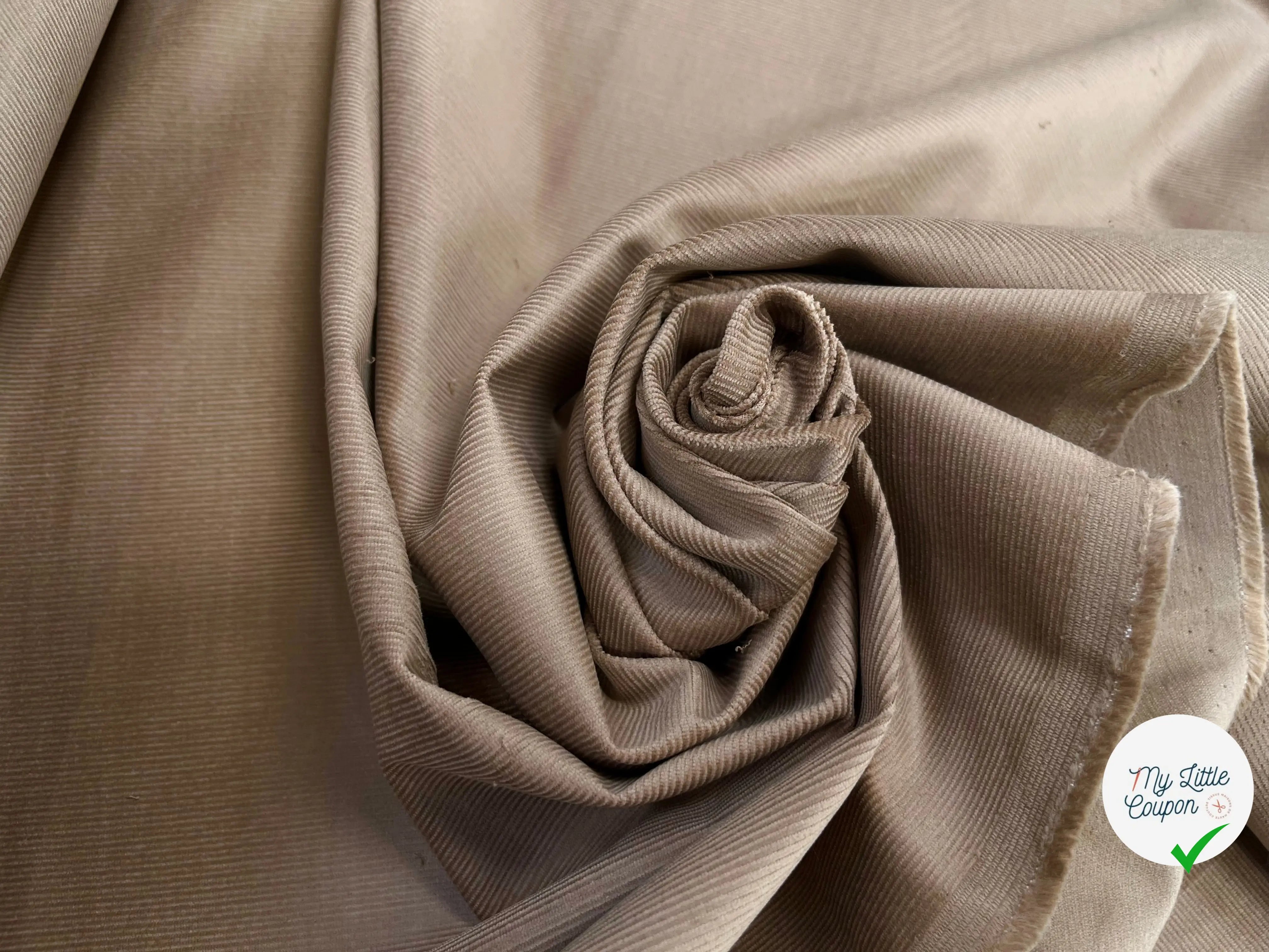 VELOURS 1000 RAIES COTON BEIGE CLAIR ULTRA CHIC - My Little Coupon