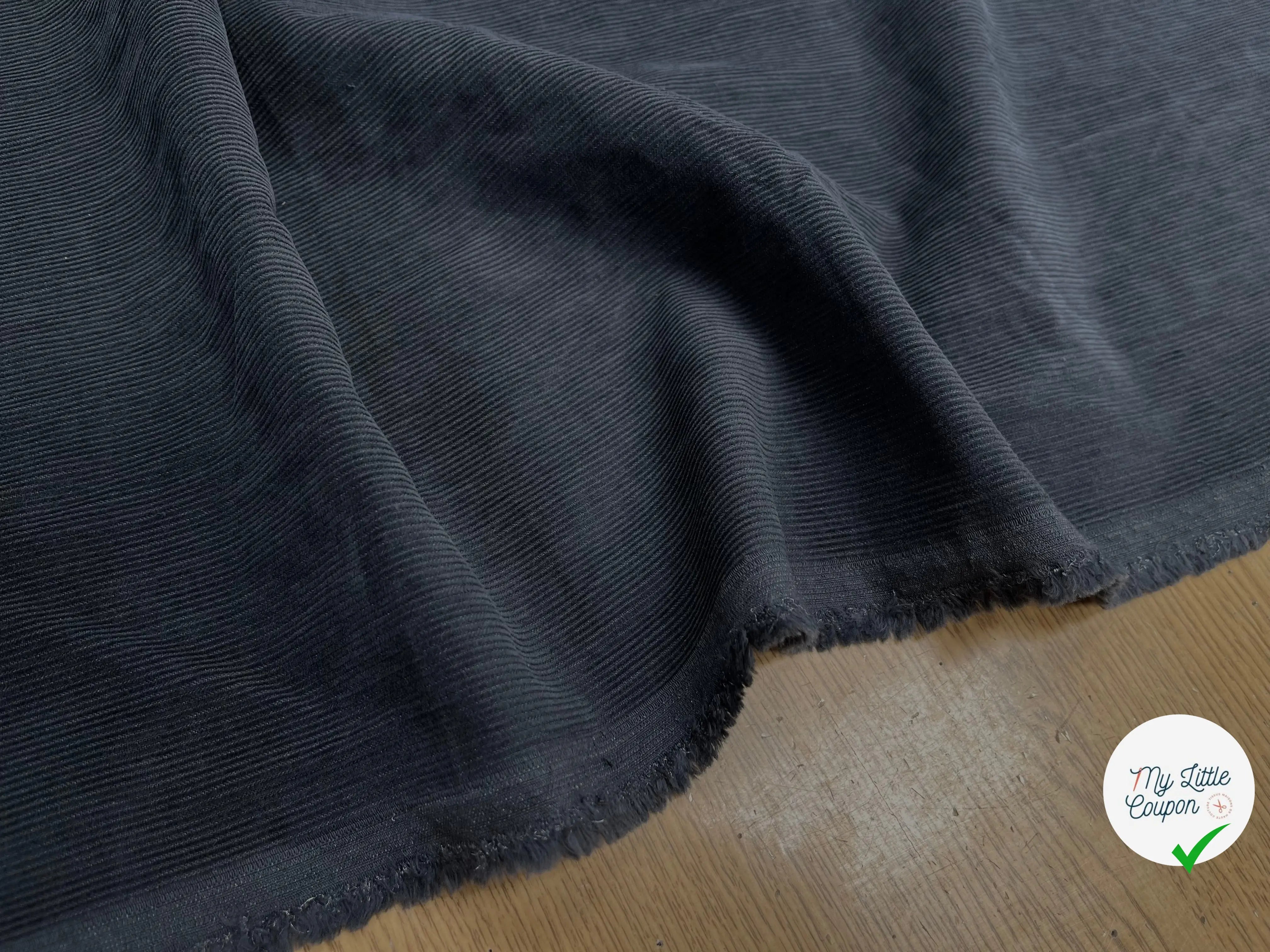 VELOURS 1000 RAIES COTON BLEU NAVY MÉTAL - My Little Coupon