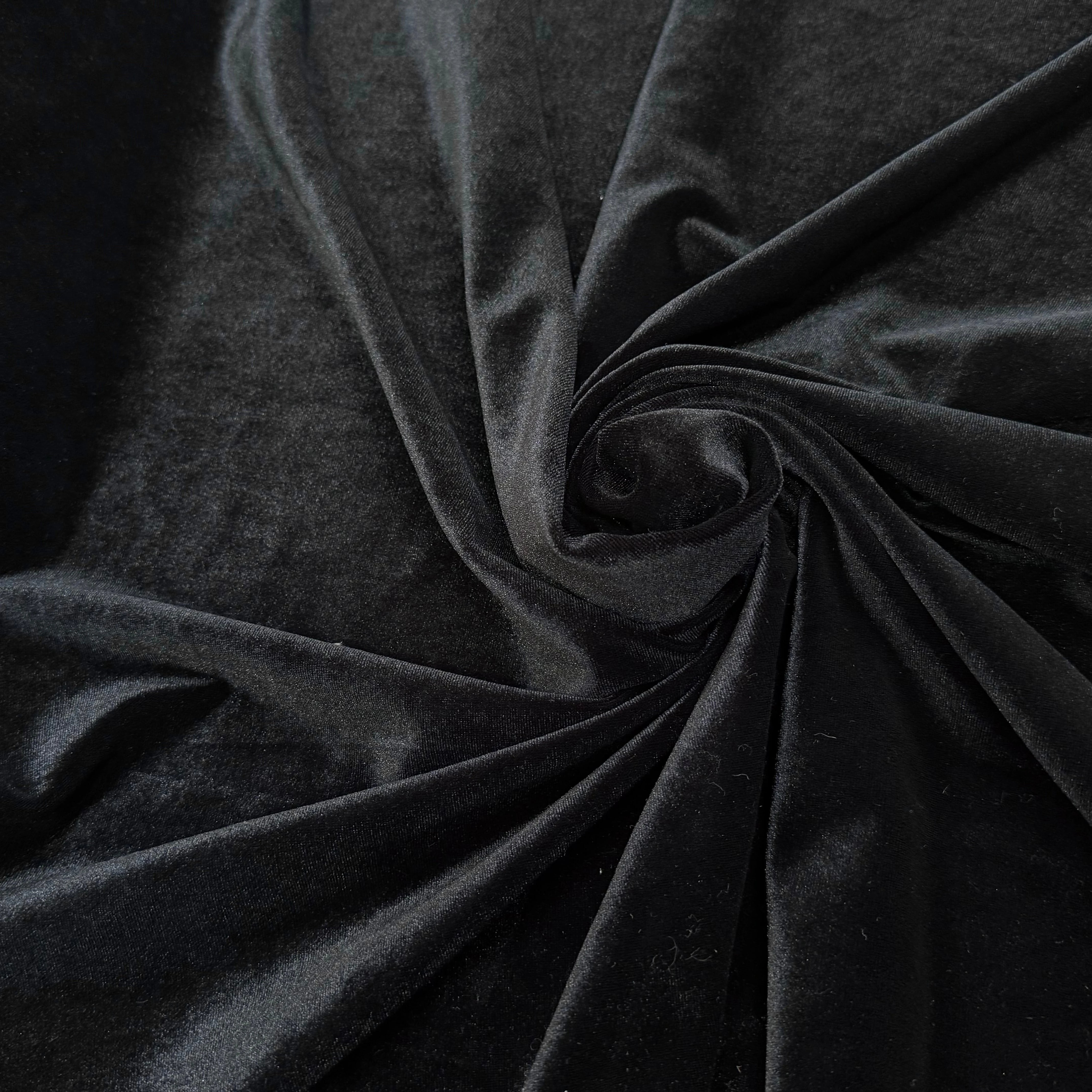 VELOURS CARVICO MAILLE STRETCH NOIR LUXIEUX - My Little Coupon