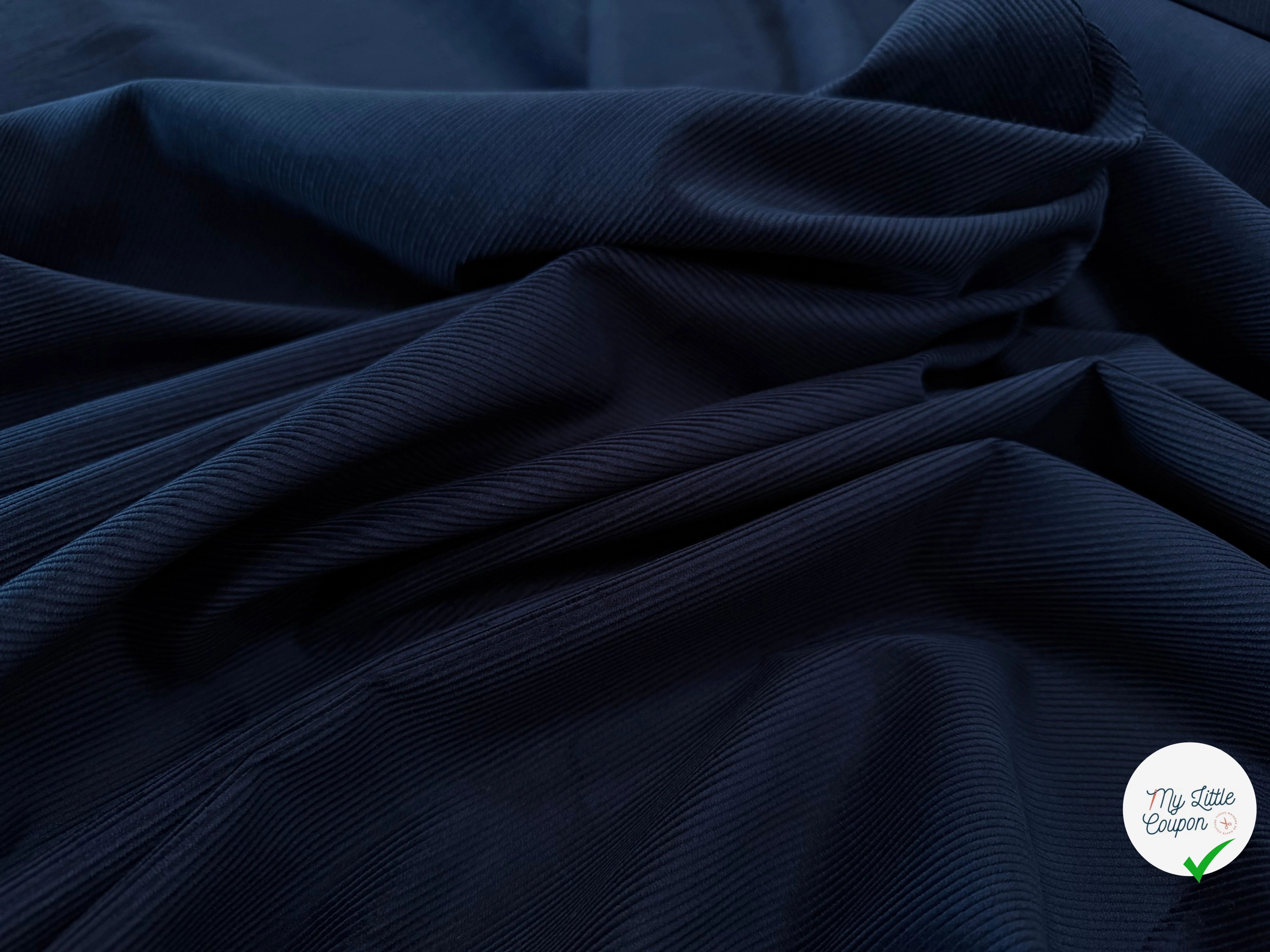 VELOURS COTELE EN COTON 1000 RAIES BLEU MARINE - My Little Coupon