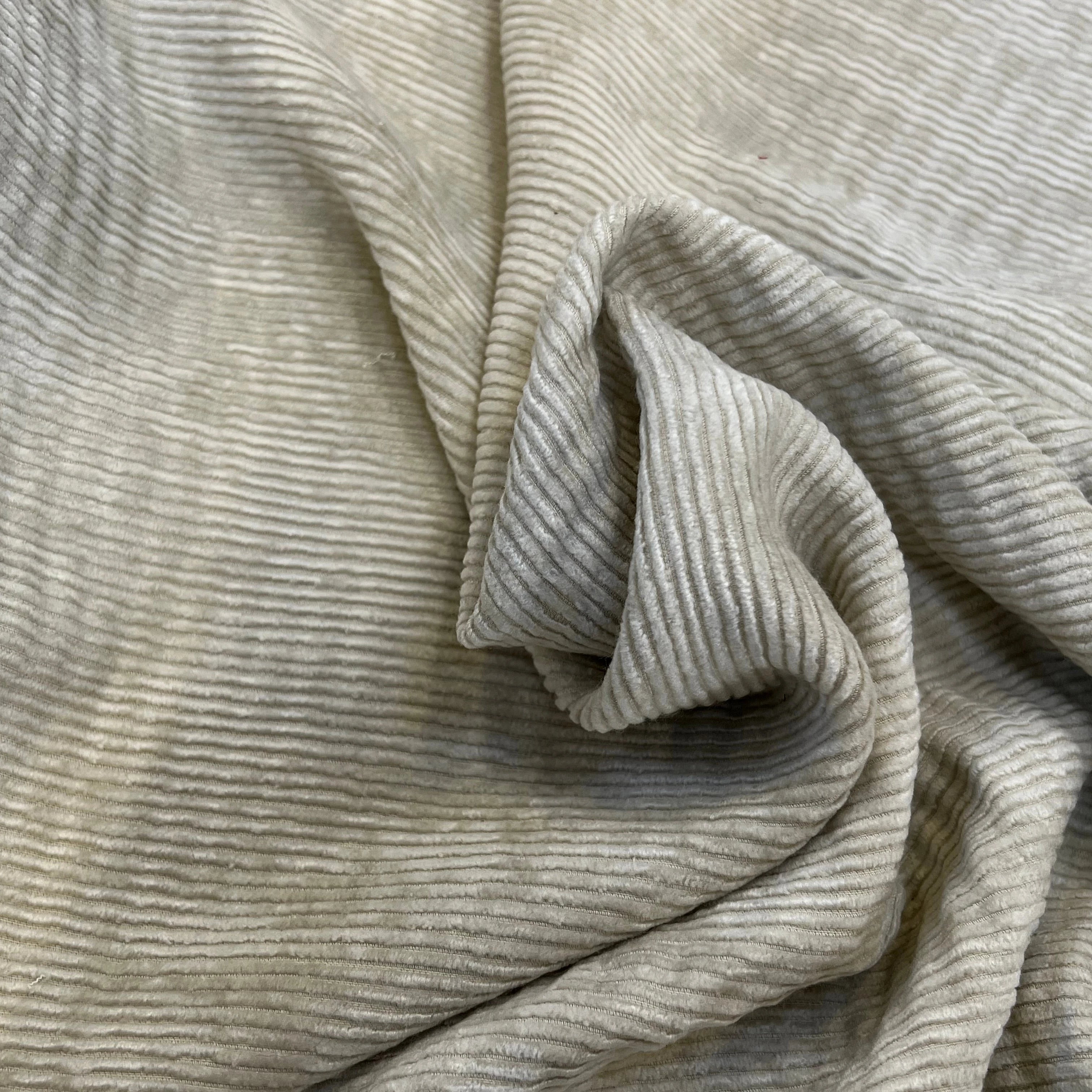 VELOURS DE COTON 500 RAIES BEIGE CLAIR 140CM - My Little Coupon