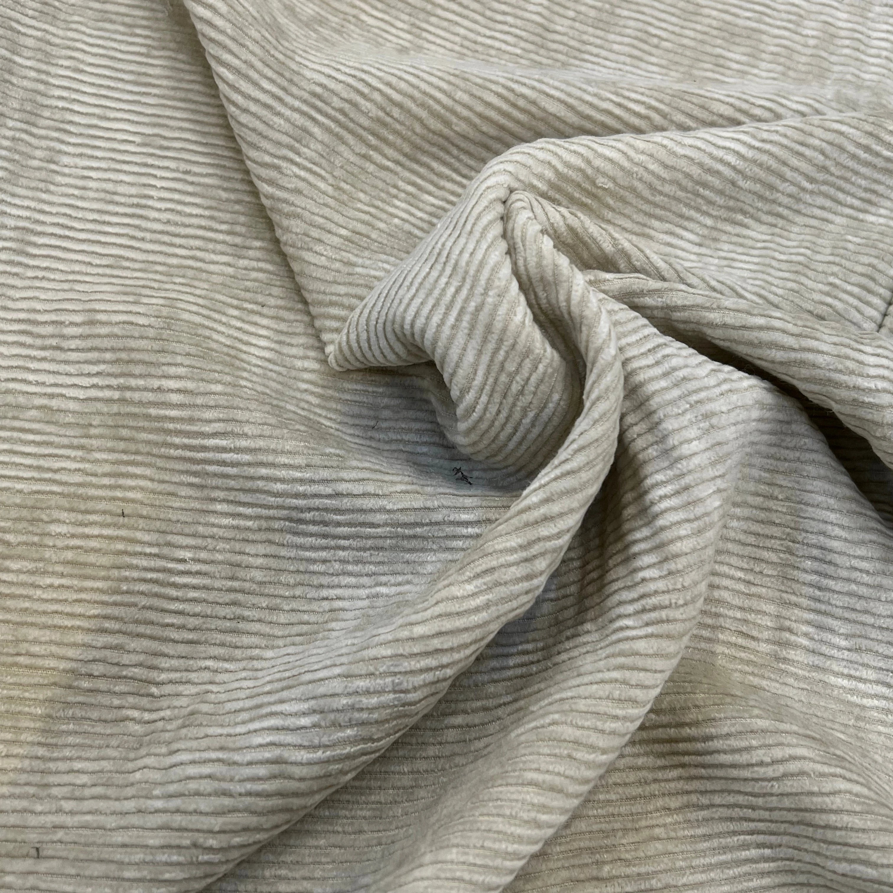 VELOURS DE COTON 500 RAIES BEIGE CLAIR 140CM - My Little Coupon