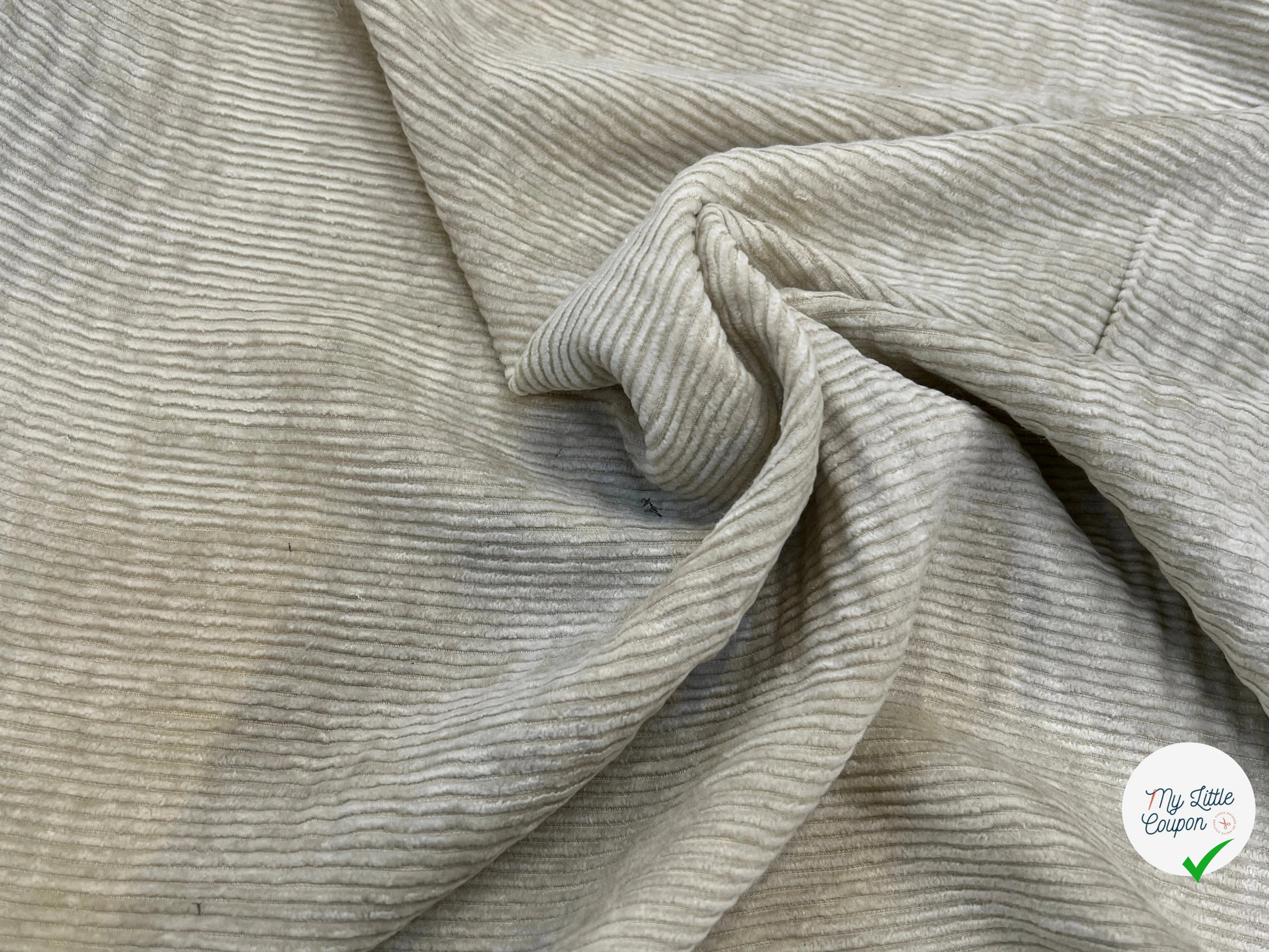 VELOURS DE COTON 500 RAIES BEIGE CLAIR 140CM - My Little Coupon