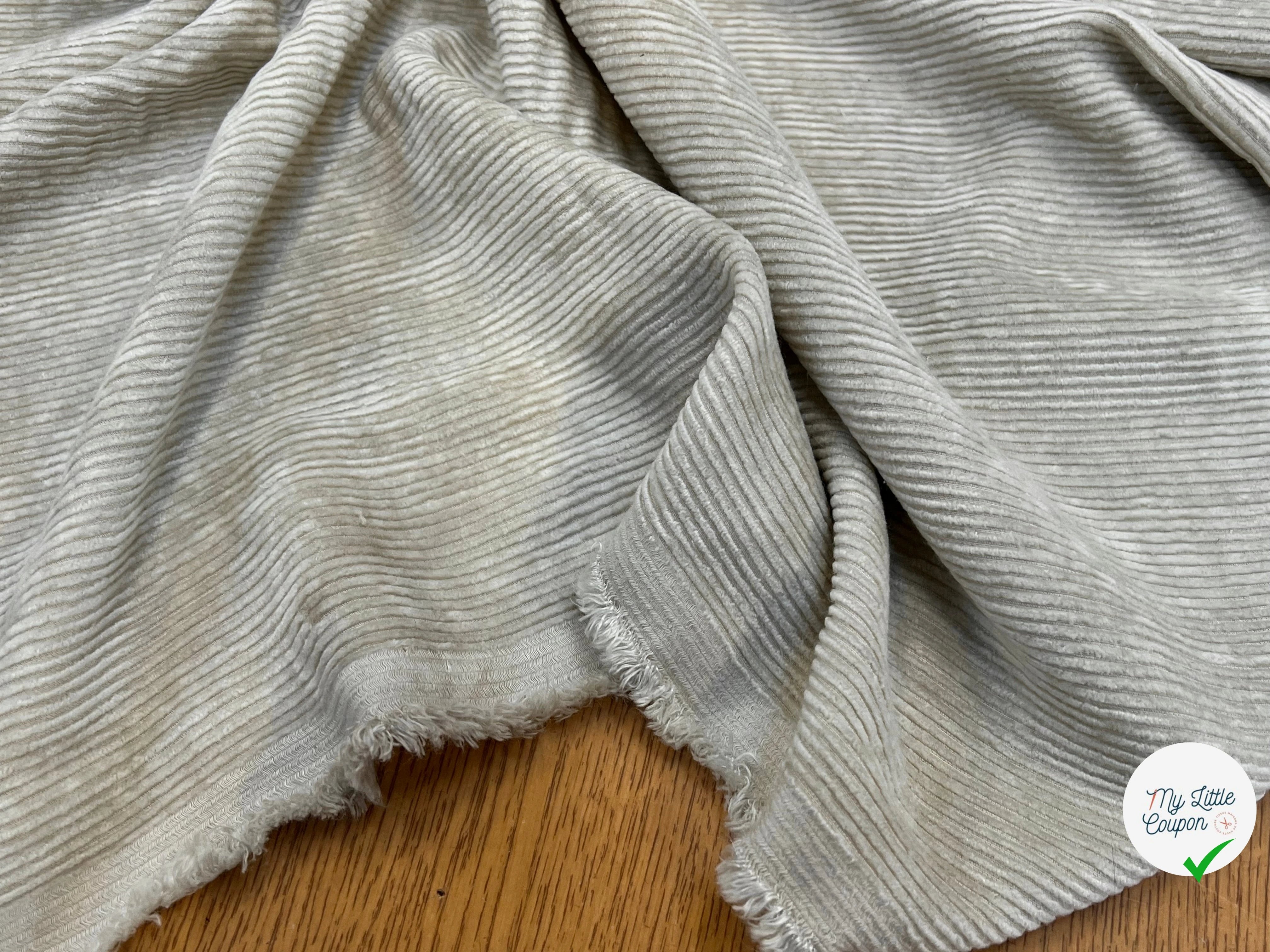 VELOURS DE COTON 500 RAIES BEIGE CLAIR 140CM - My Little Coupon