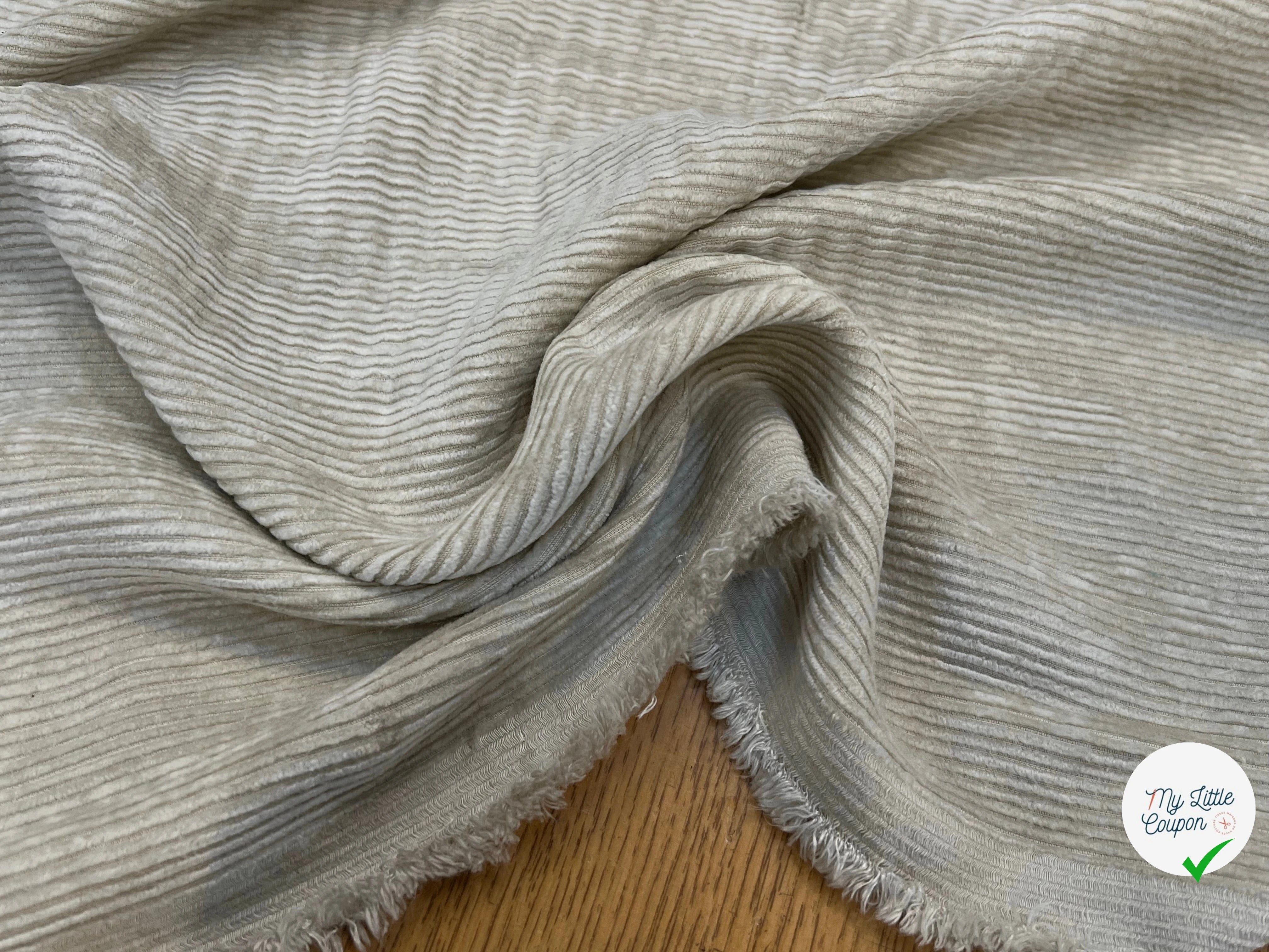 VELOURS DE COTON 500 RAIES BEIGE CLAIR 140CM - My Little Coupon