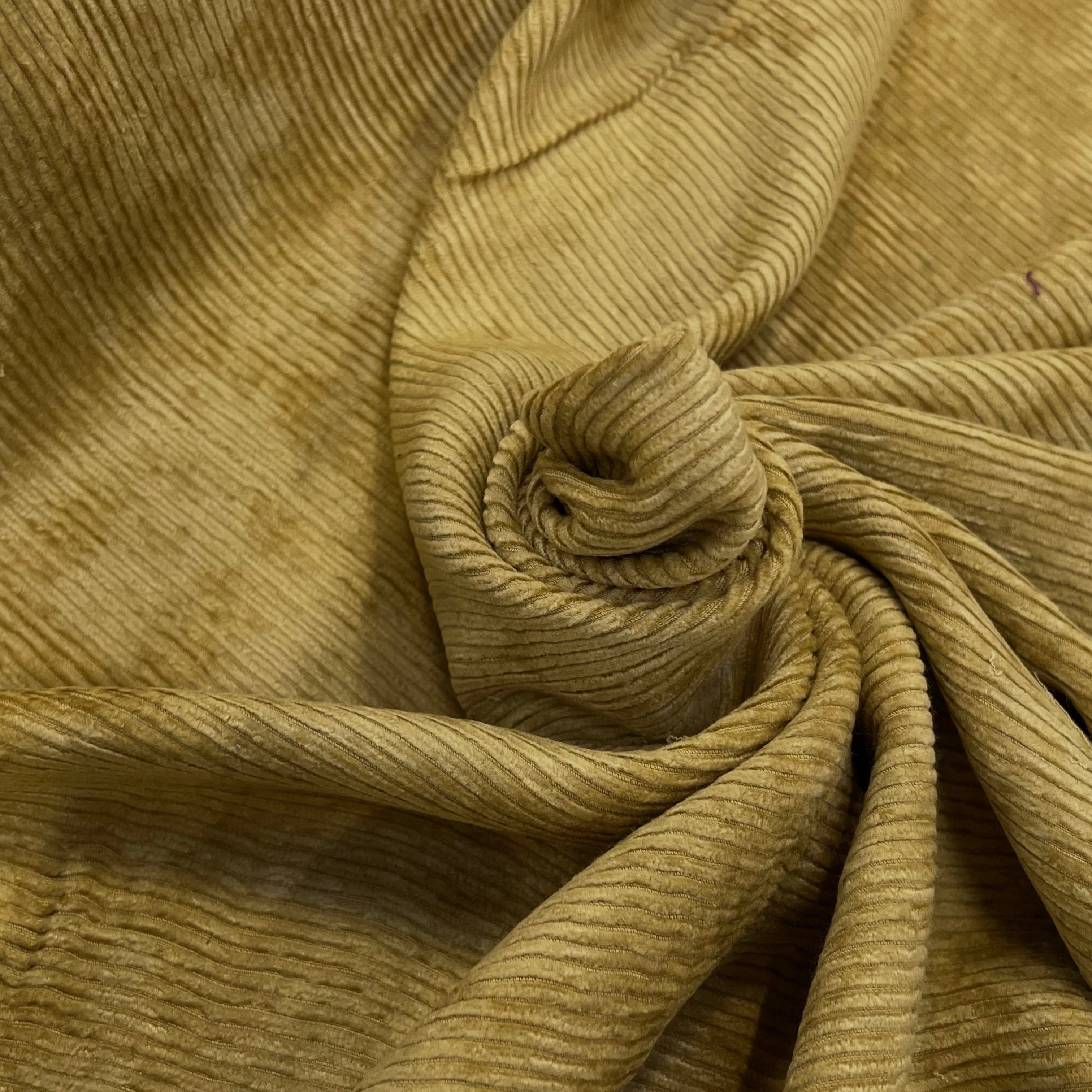 VELOURS DE COTON 500 RAIES JAUNE MOUTARDE 140CM - My Little Coupon