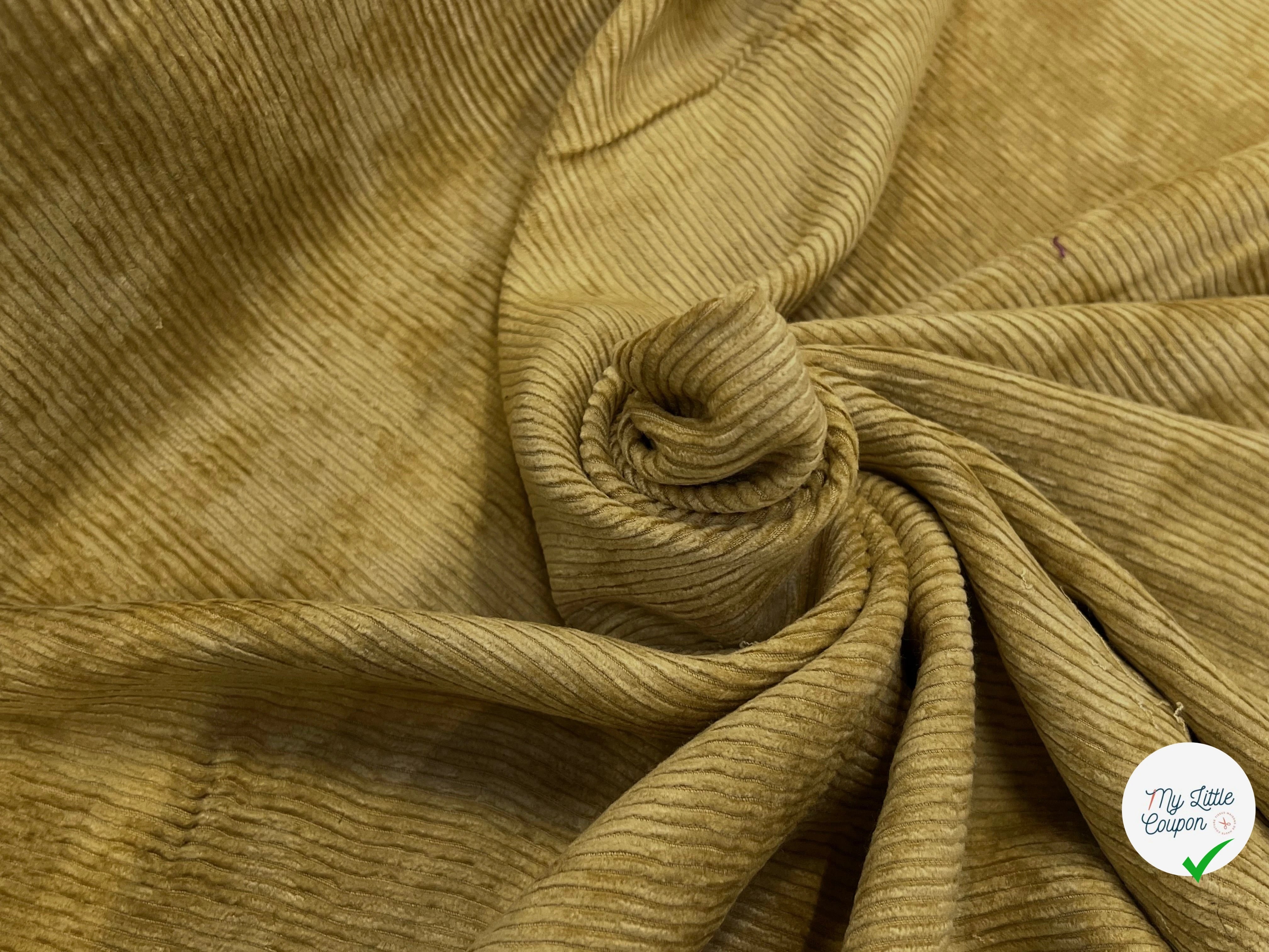 VELOURS DE COTON 500 RAIES JAUNE MOUTARDE 140CM - My Little Coupon