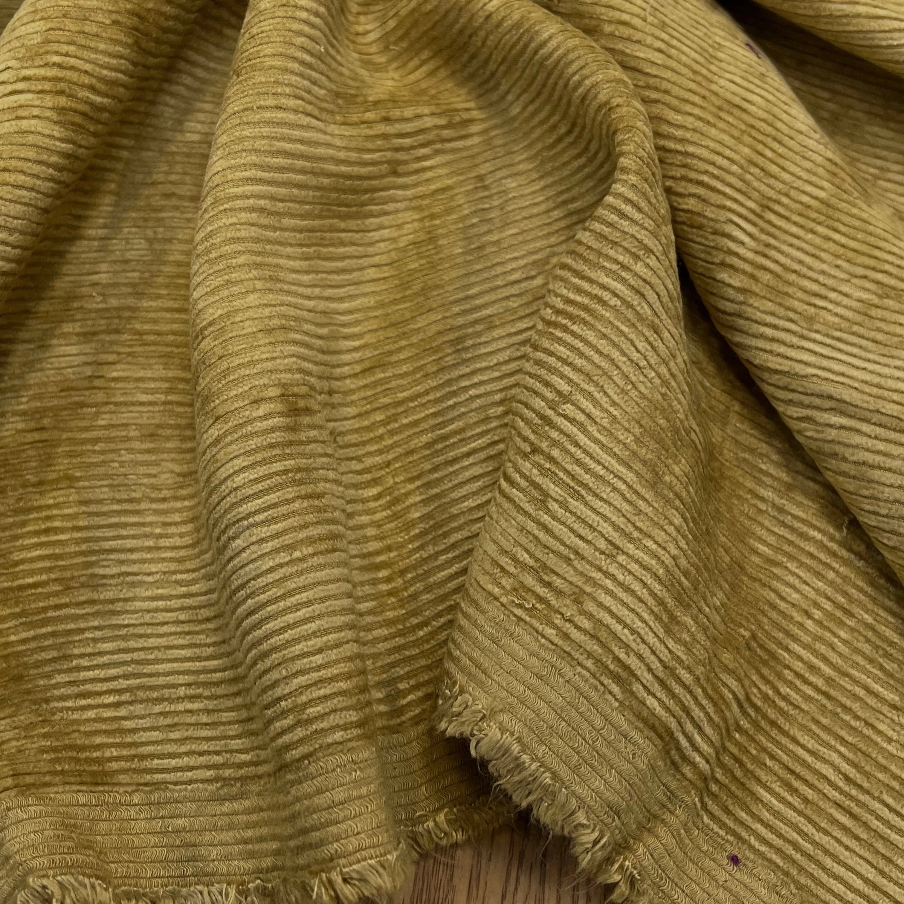 VELOURS DE COTON 500 RAIES JAUNE MOUTARDE 140CM - My Little Coupon