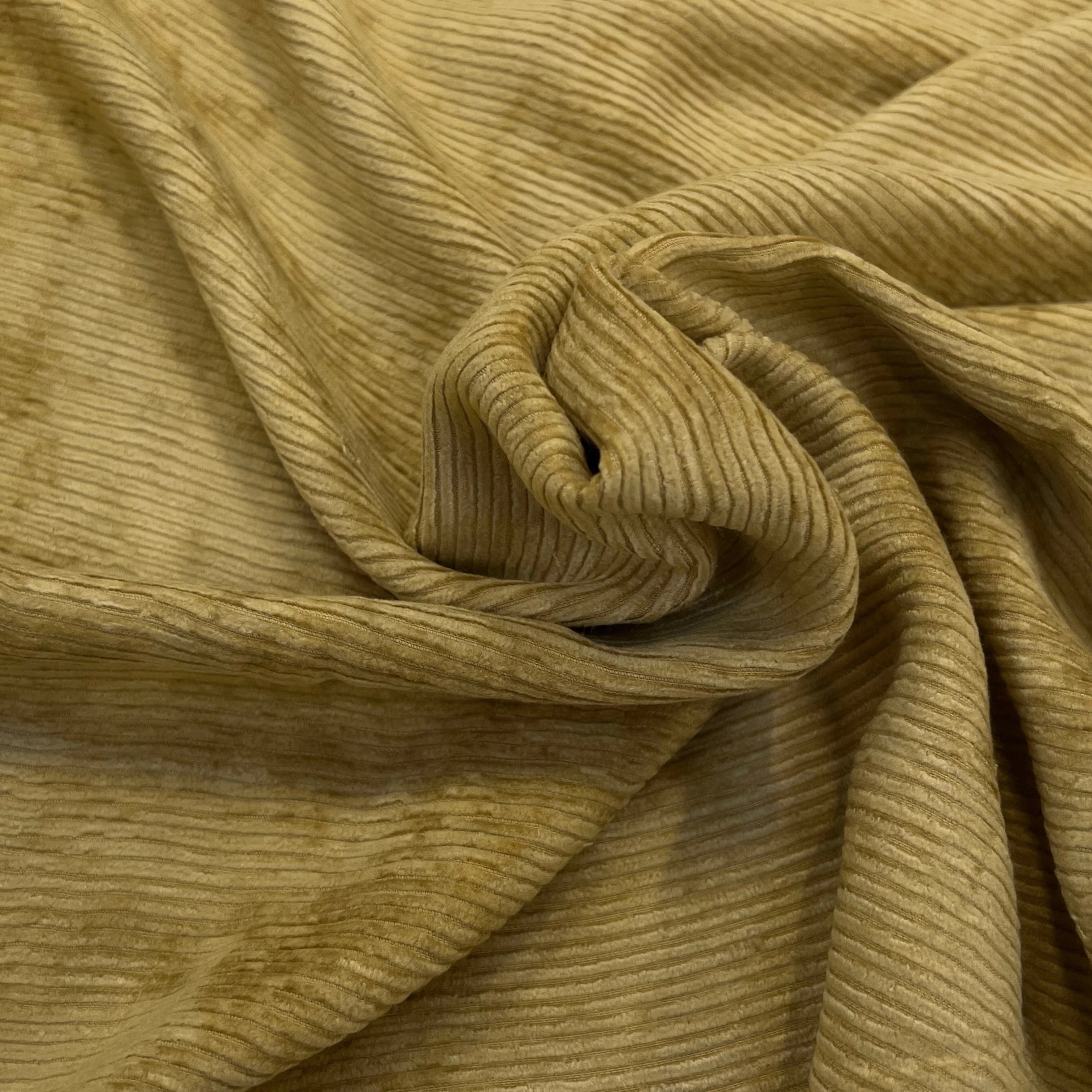VELOURS DE COTON 500 RAIES JAUNE MOUTARDE 140CM - My Little Coupon