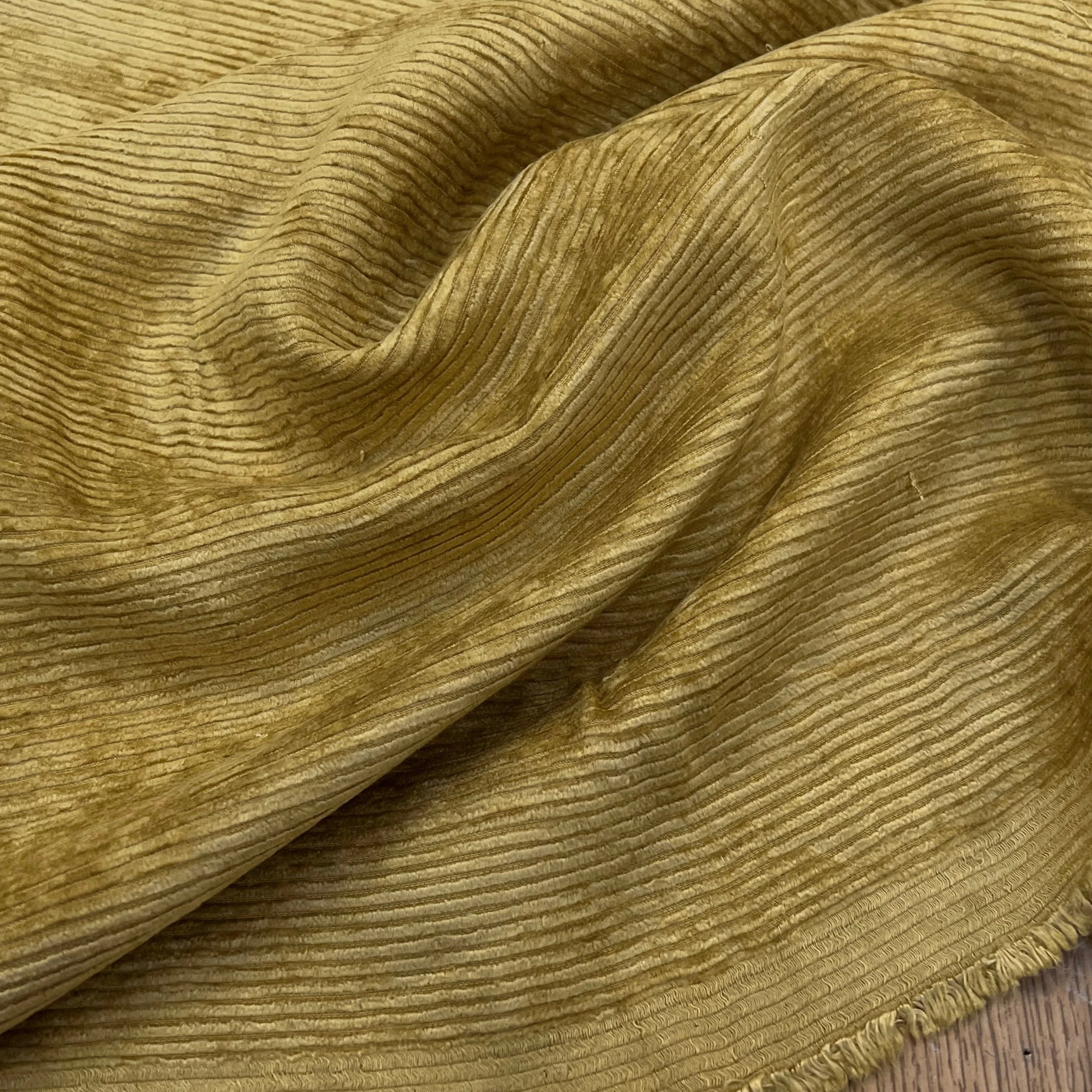 VELOURS DE COTON 500 RAIES JAUNE MOUTARDE 140CM - My Little Coupon