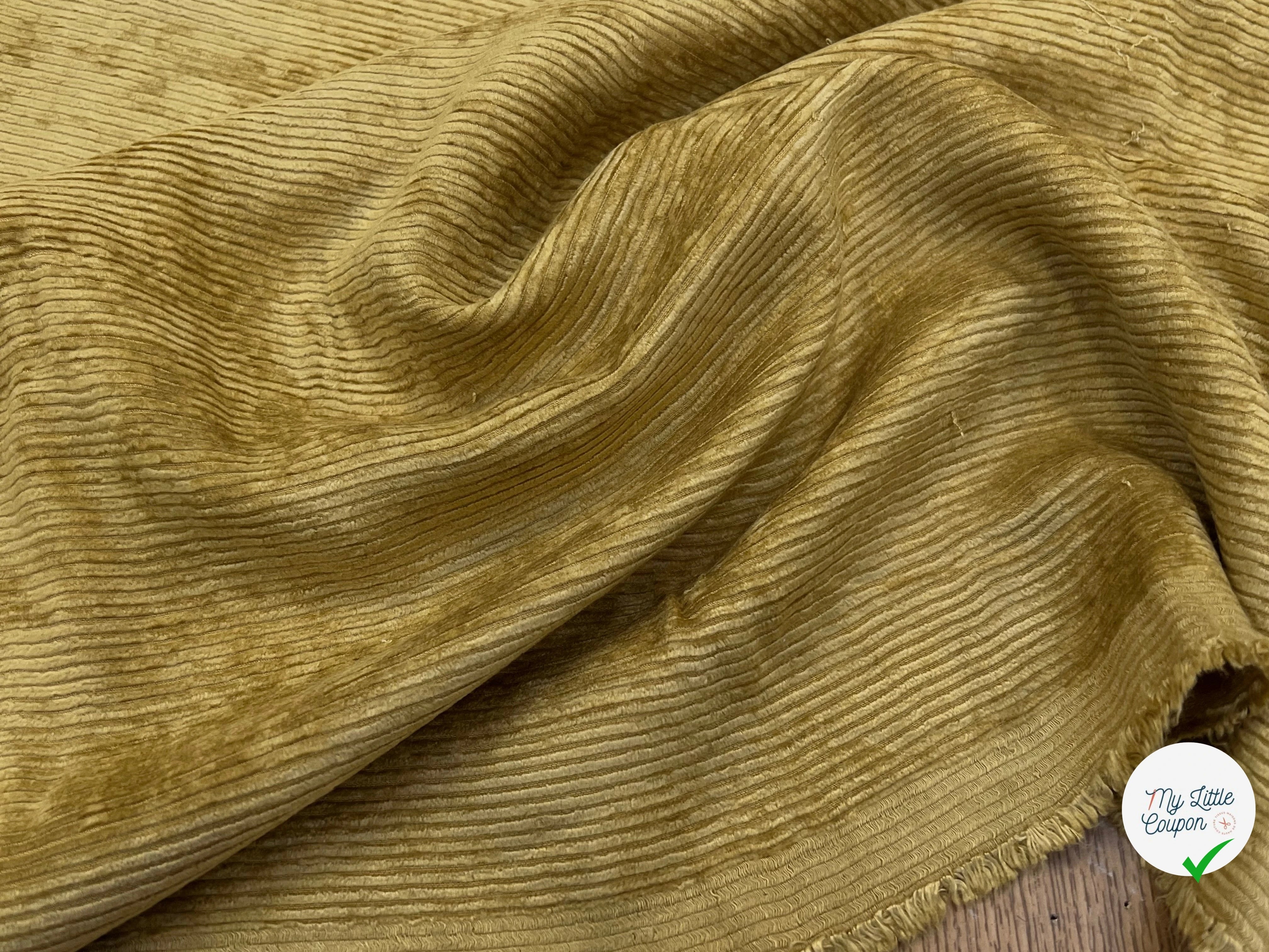 VELOURS DE COTON 500 RAIES JAUNE MOUTARDE 140CM - My Little Coupon