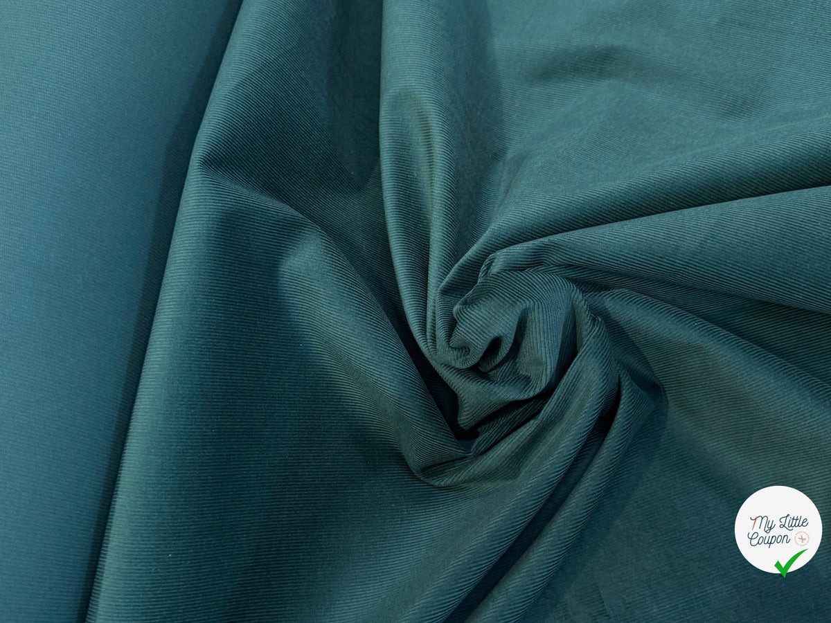 VELOURS DE COTON BIO CLASSIQUE 600 RAIES STRETCH VERT 98% COTON - My Little Coupon