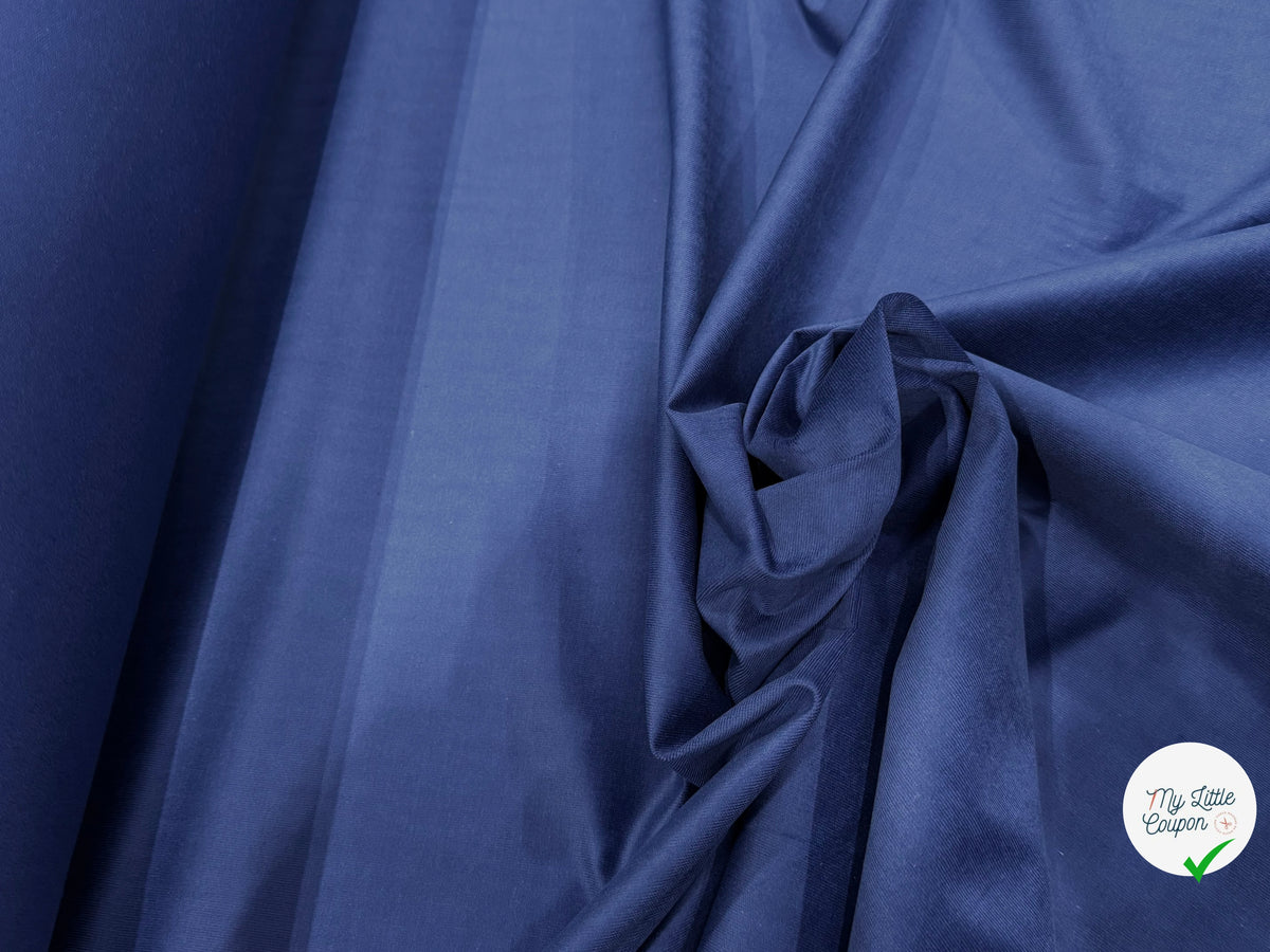 VELOURS DE COTON CLASSIQUE 1000 RAIES STRETCH BLEU 97% COTON - My Little Coupon