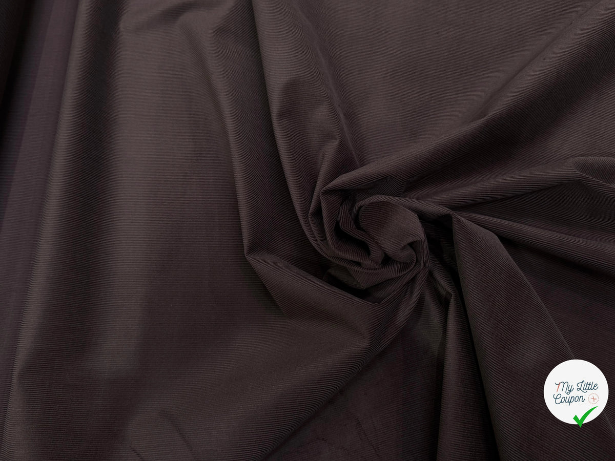 VELOURS DE COTON CLASSIQUE 1000 RAIES STRETCH MARRON FONCÉ 98% COTON - My Little Coupon
