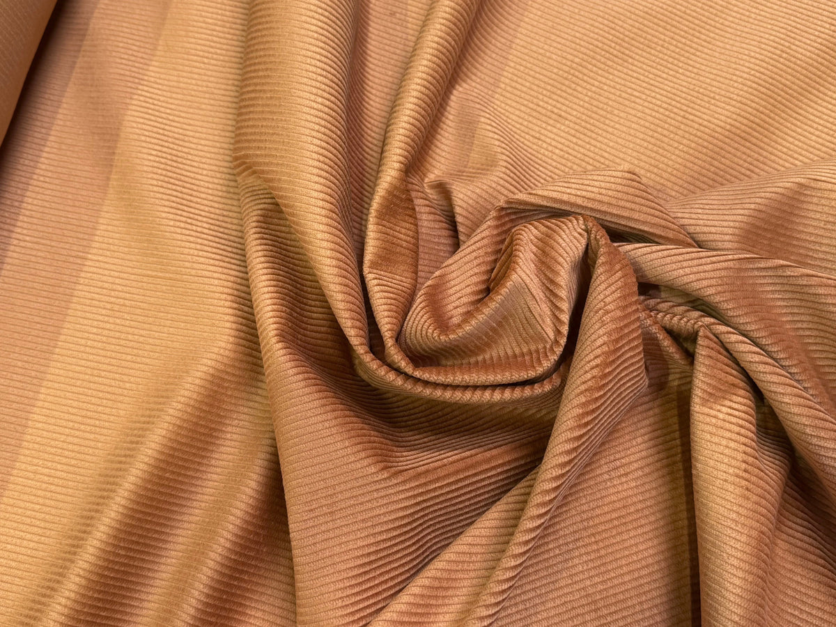 VELOURS DE COTON CLASSIQUE 300 RAIES STRETCH BRUN 98% COTON - My Little Coupon