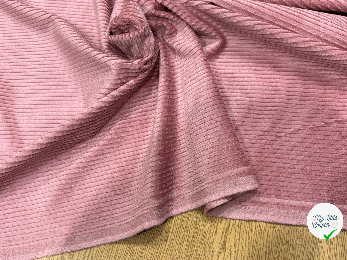 VELOURS DE COTON CLASSIQUE CÂBLÉ ROSE 85% COTON - My Little Coupon