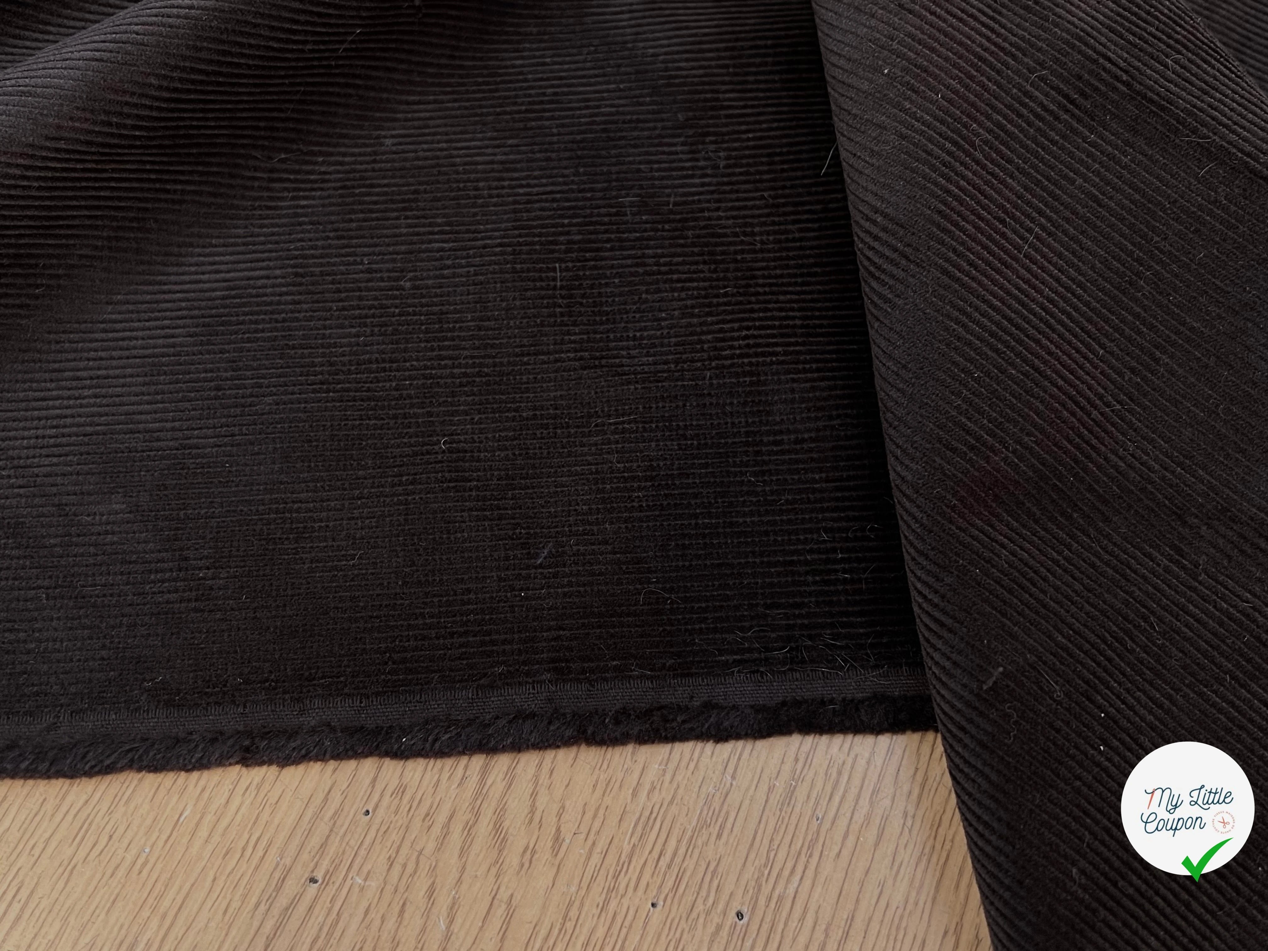 VELOURS DE COTON COTELÉ 1000 RAIES MARRON FONCÉ - My Little Coupon