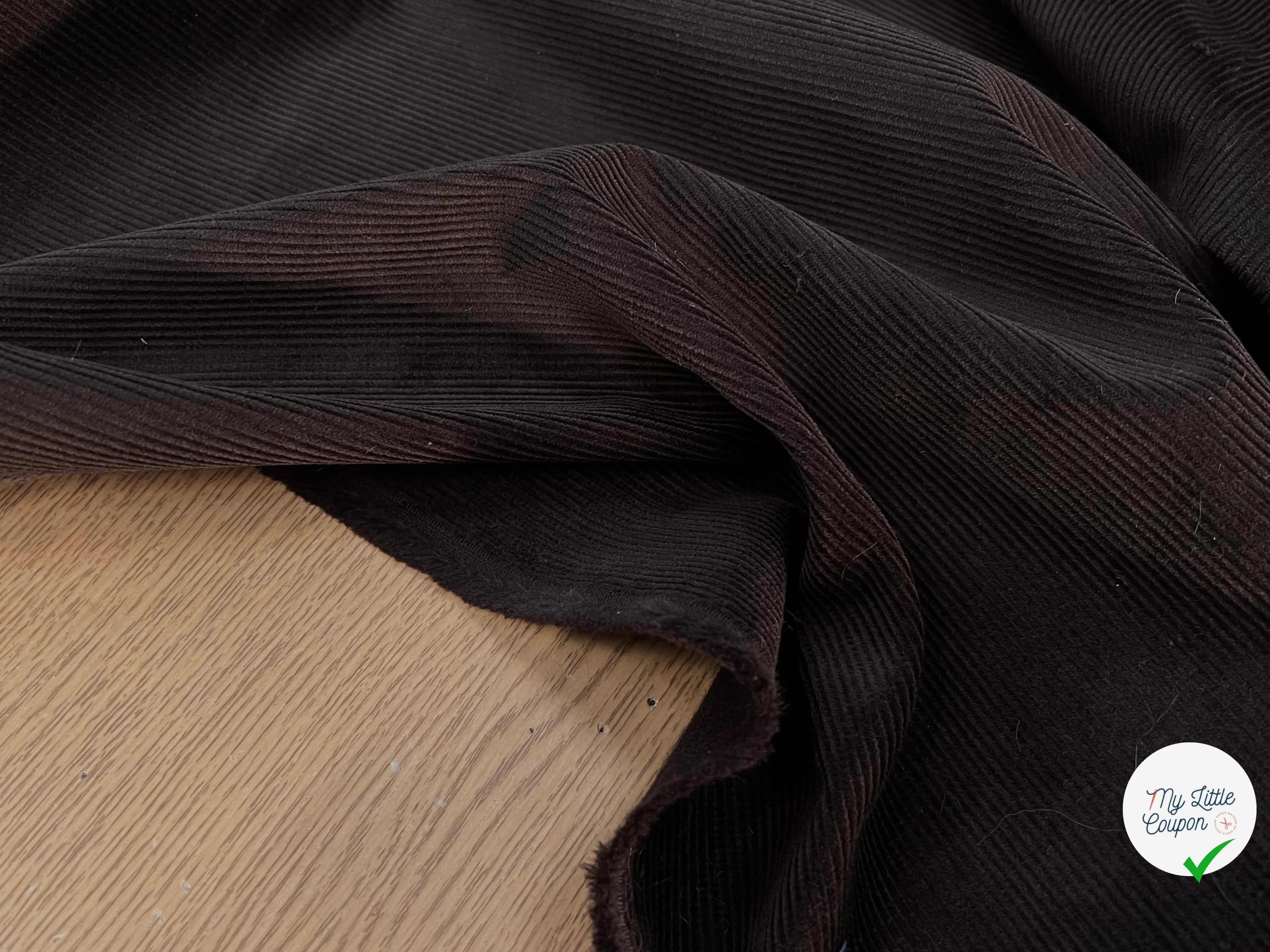 VELOURS DE COTON COTELÉ 1000 RAIES MARRON FONCÉ - My Little Coupon