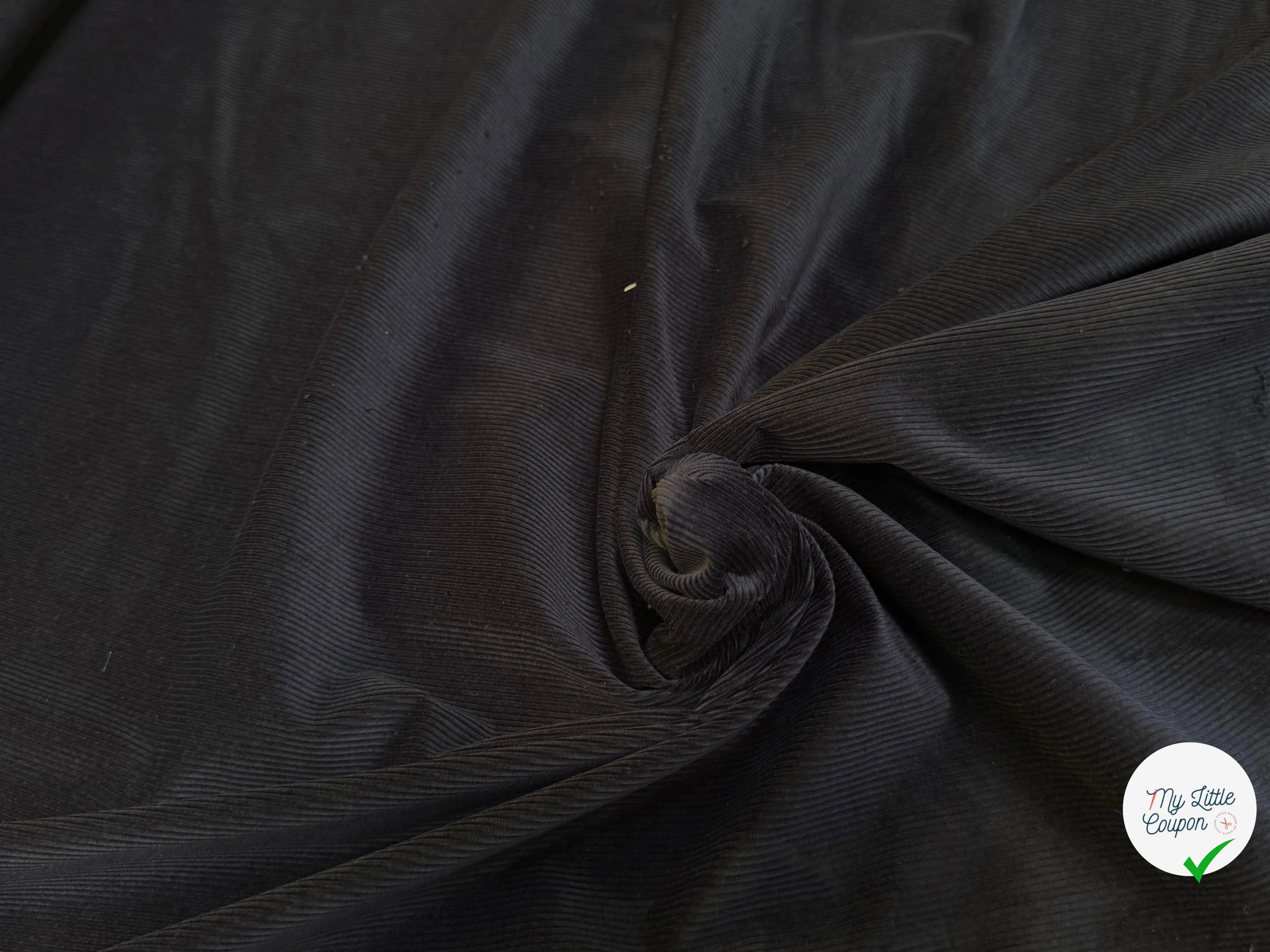 VELOURS DE COTON CÔTELÉ NOIR STRETCH - My Little Coupon