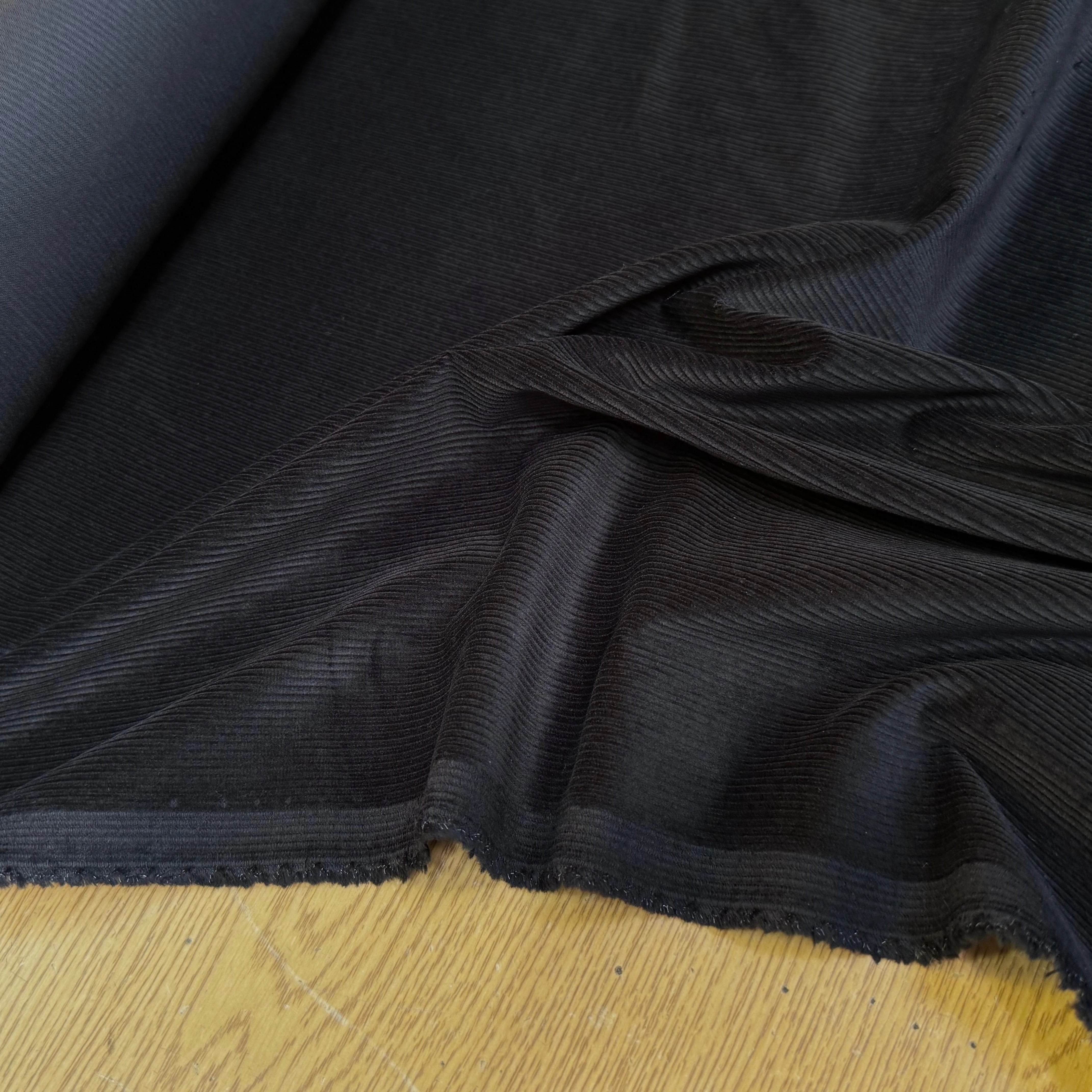 VELOURS DE COTON CÔTELÉ NOIR STRETCH - My Little Coupon