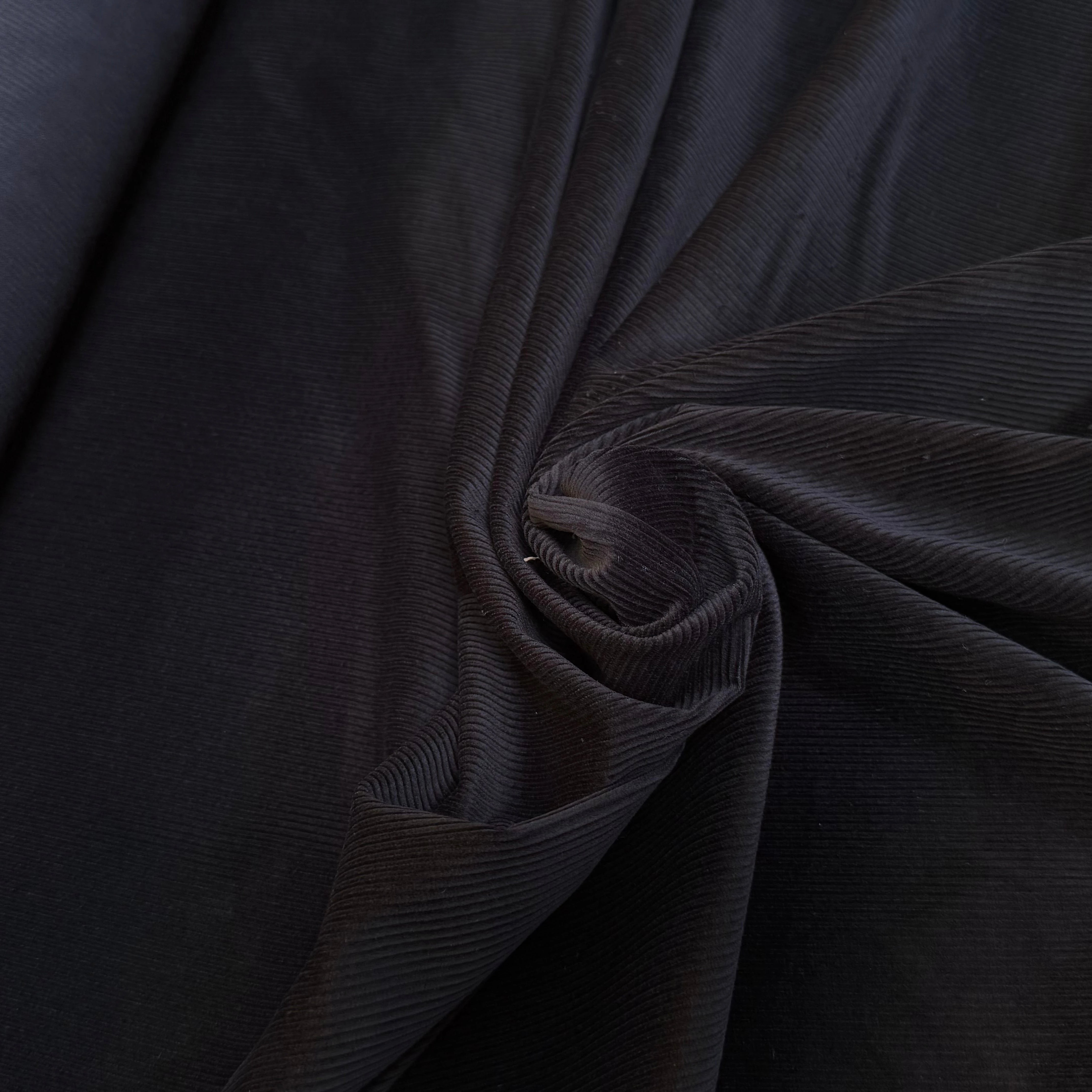 VELOURS DE COTON CÔTELÉ NOIR STRETCH - My Little Coupon