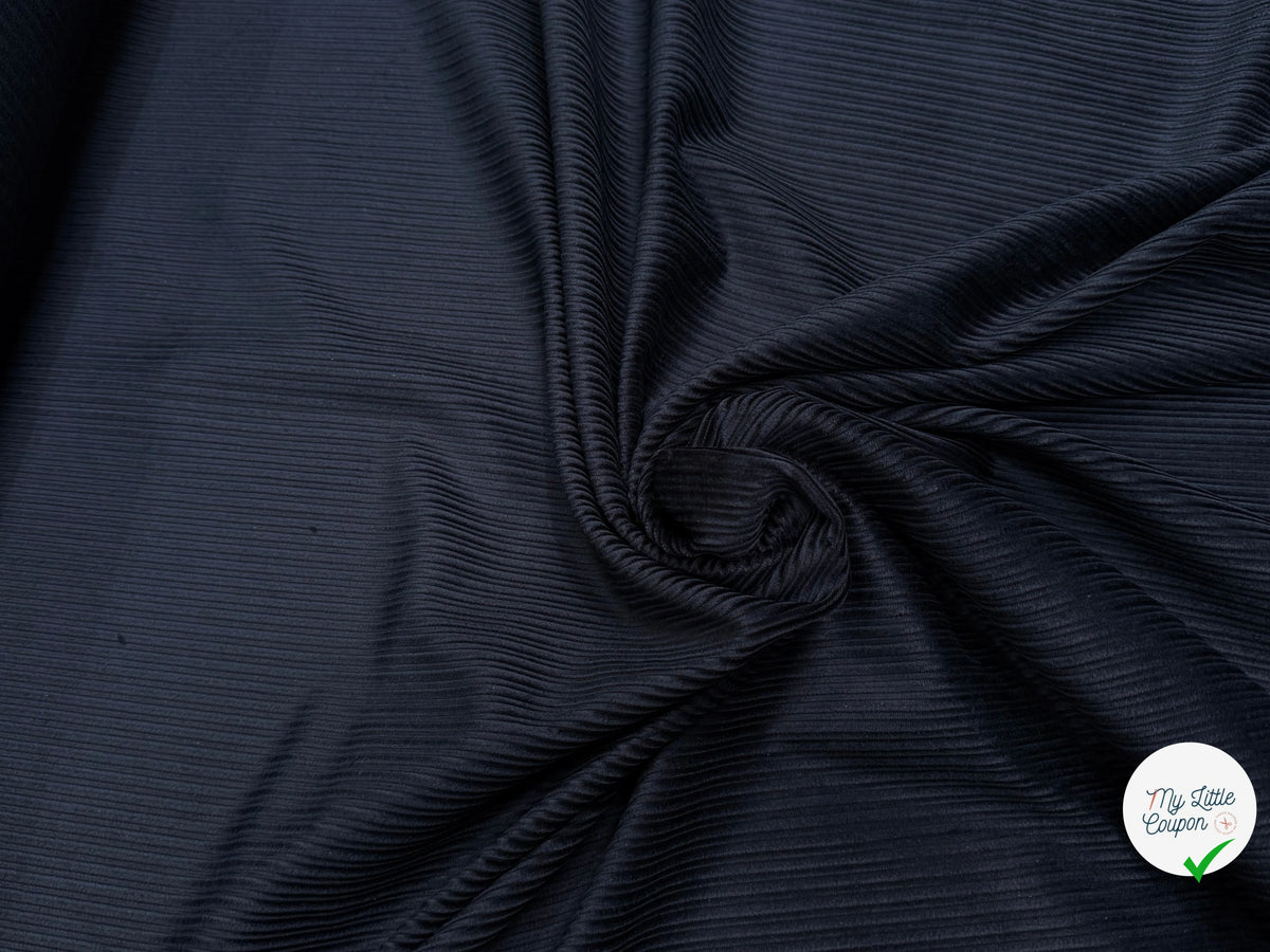 VELOURS DE COTON FANTAISIE 300 RAIES BLEU MARINE 100% COTON - My Little Coupon