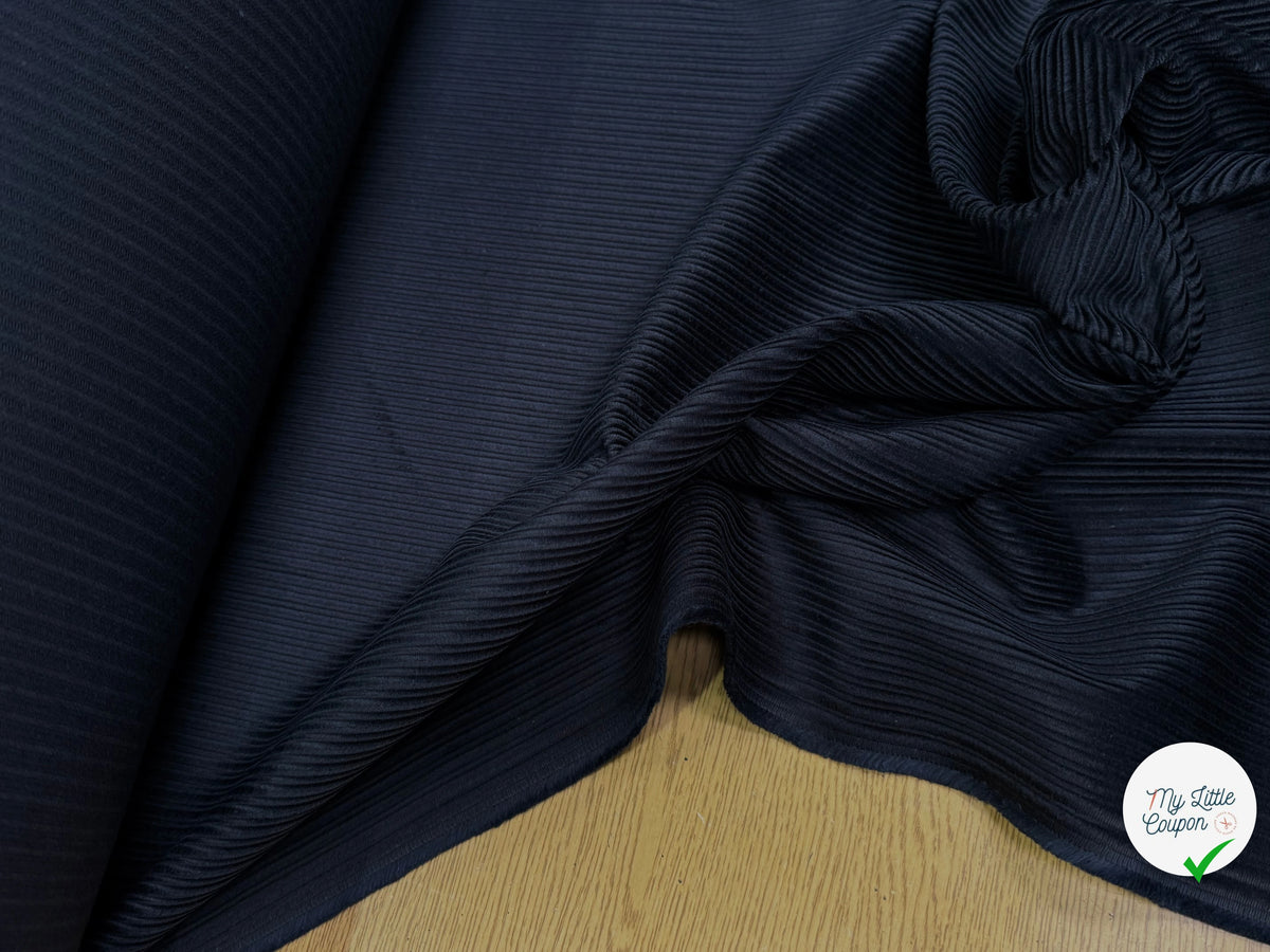 VELOURS DE COTON FANTAISIE 300 RAIES BLEU MARINE 100% COTON - My Little Coupon