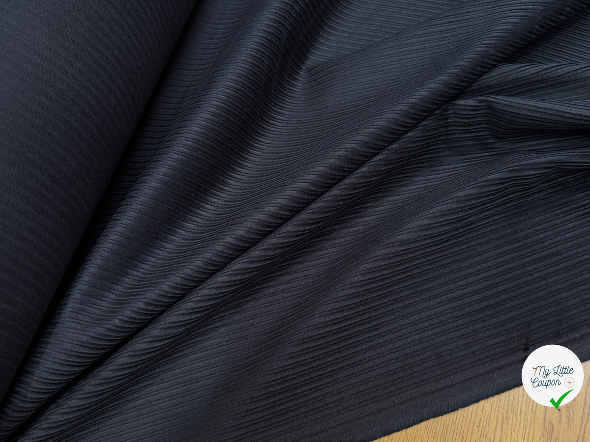 VELOURS DE COTON FANTAISIE 300 RAIES BLEU MARINE 100% COTON - My Little Coupon