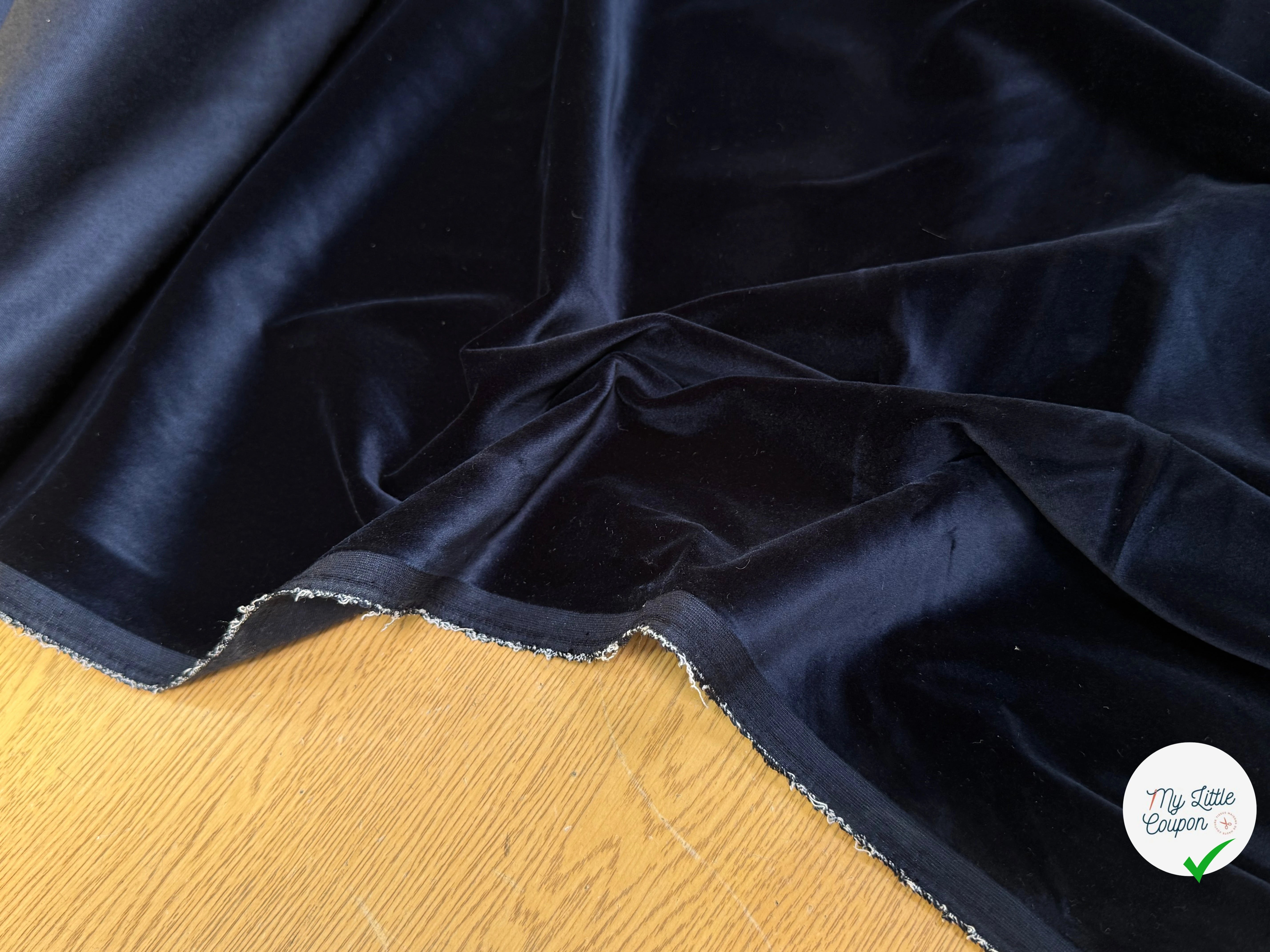 VELOURS DE COTON LISSE TOUT DOUX BLEU MARINE ULTRA BEAU - My Little Coupon