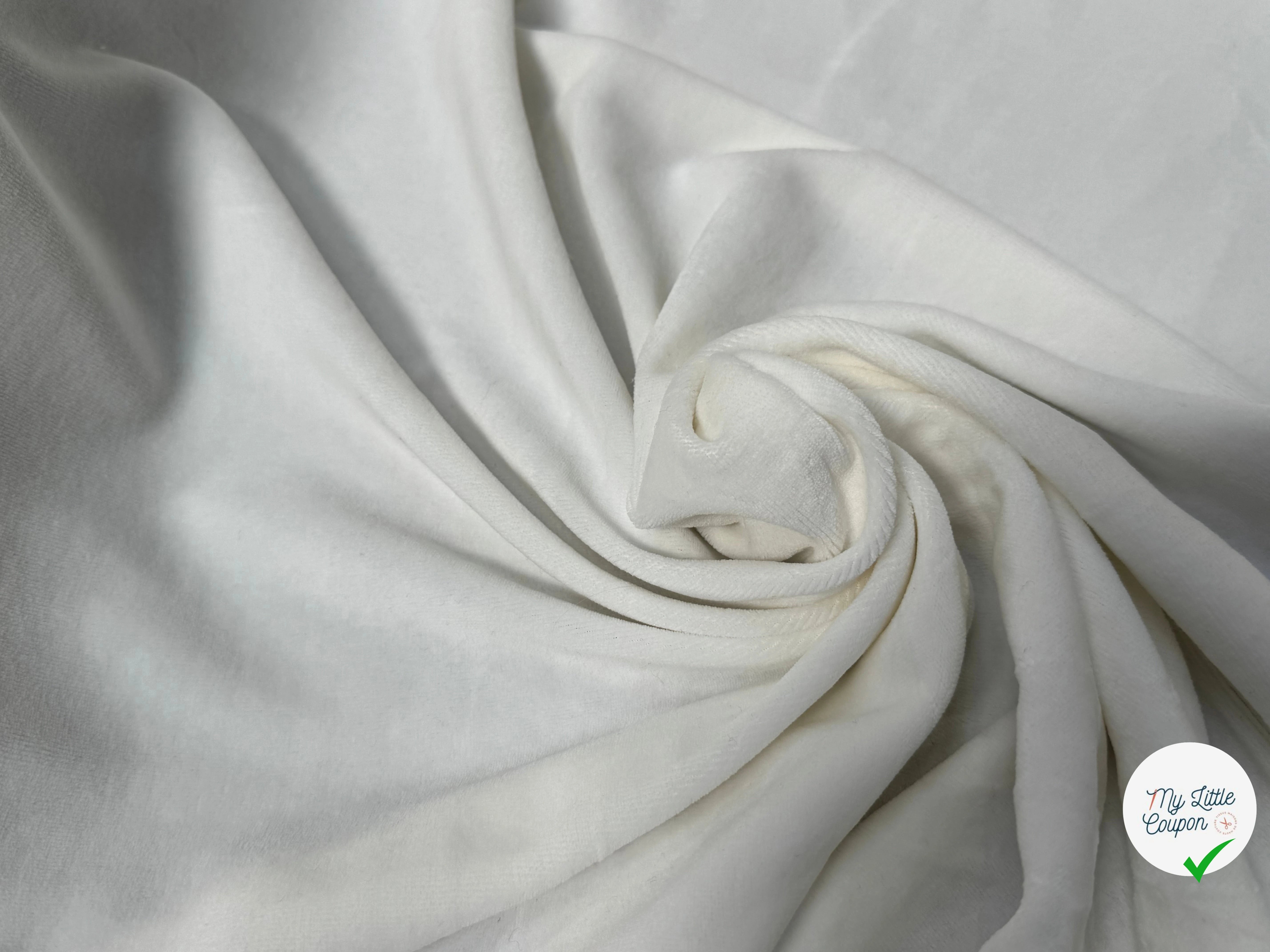 VELOURS DE COTON MOUSSE STRETCH BLANC CASSÉ TOUCHER DOUX - My Little Coupon