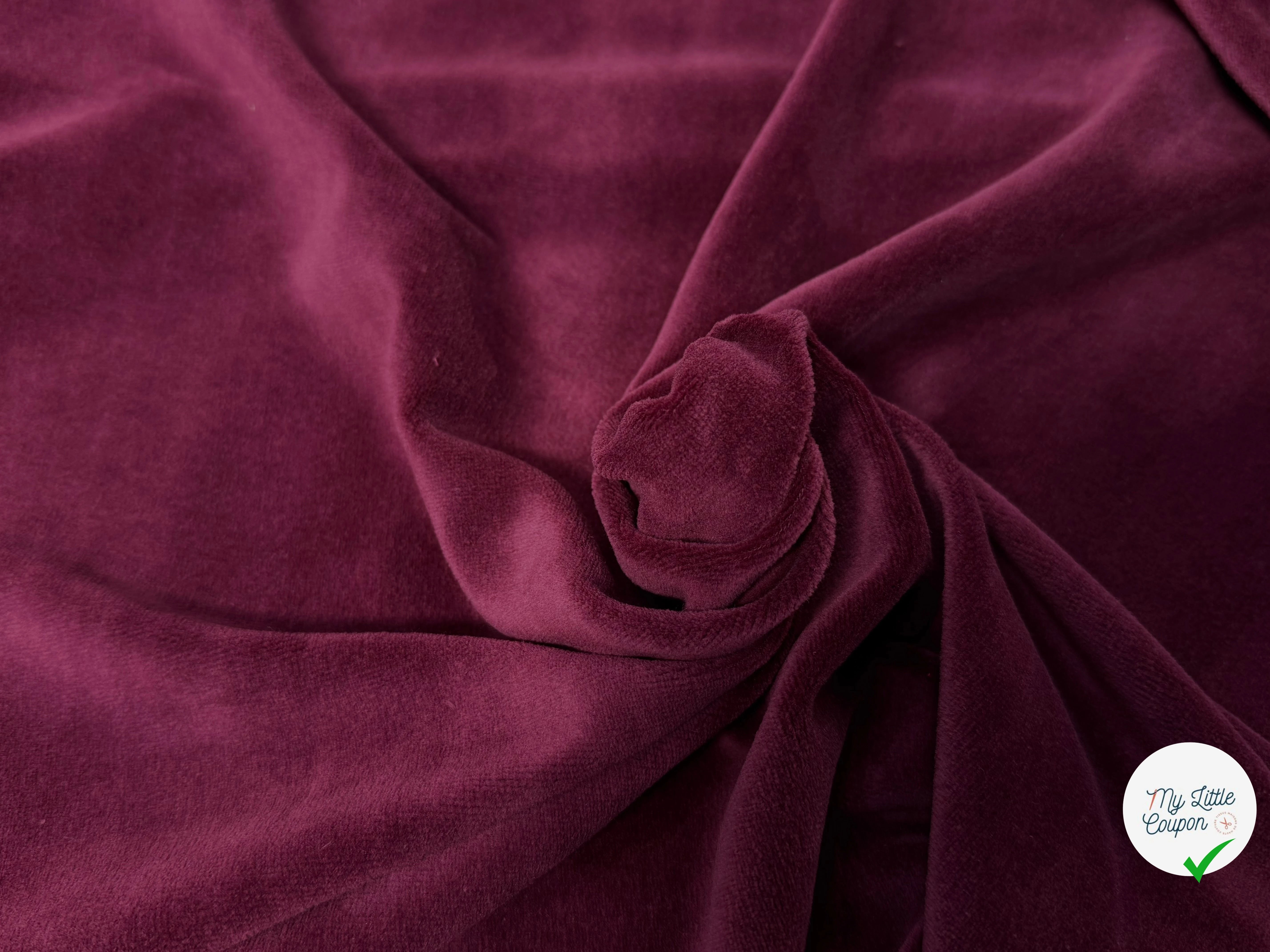 VELOURS DE COTON MOUSSE STRETCH BORDEAUX TOUCHER DOUX - My Little Coupon